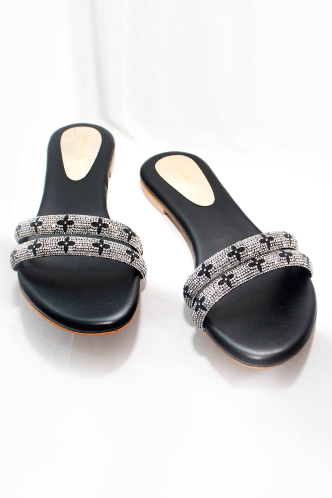 Foot Fuel Willa Rhinestone Embellished Strappy Flats