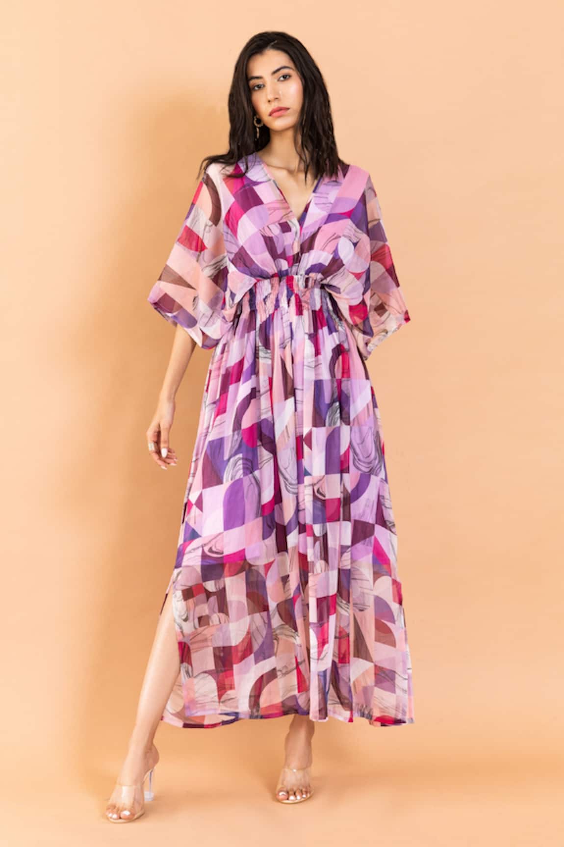 Aroop Shop India Zayna V Neck Printed Dress 