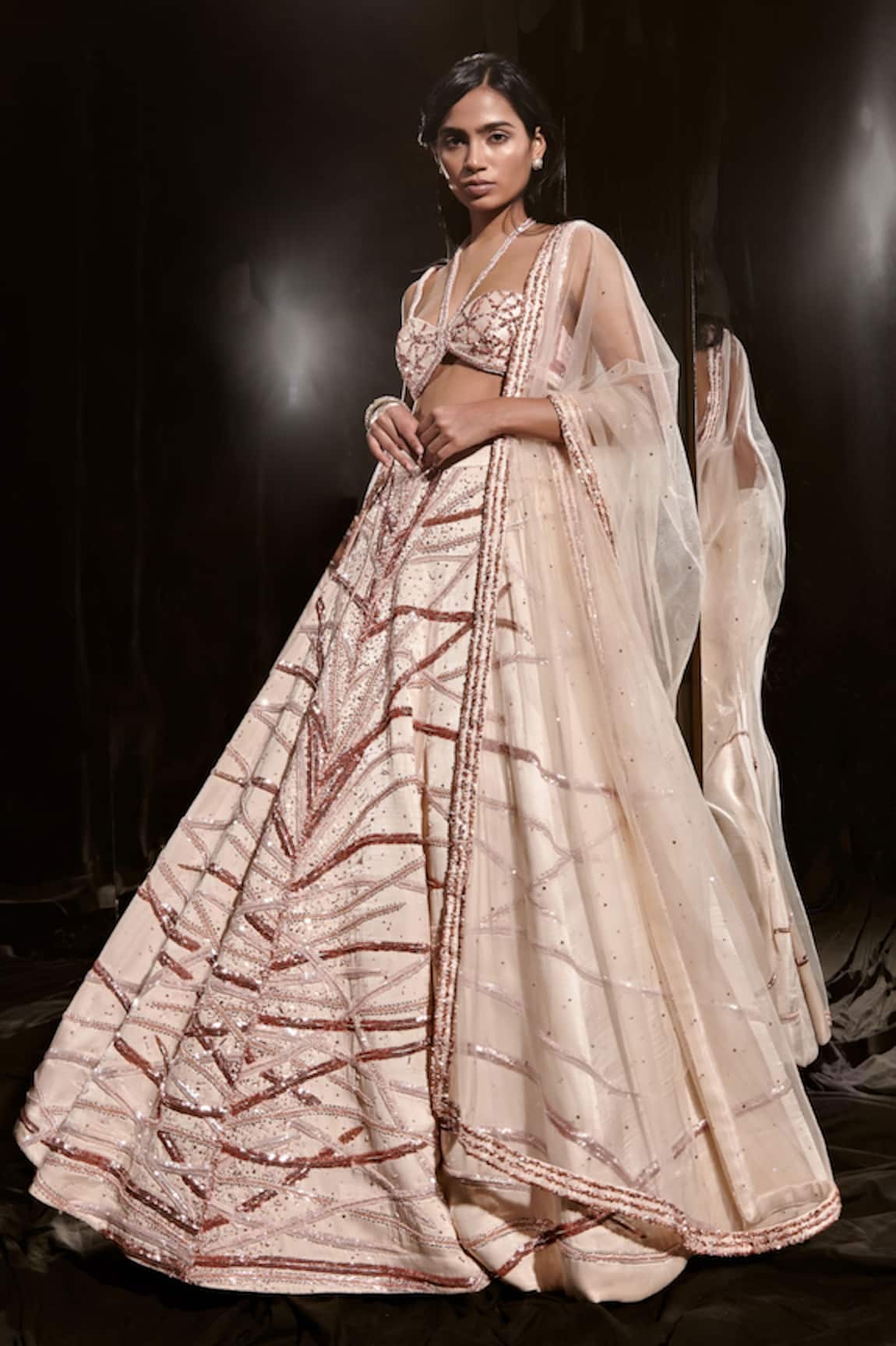 Masumi Mewawalla Two Tone Sequin Embellished Lehenga Set