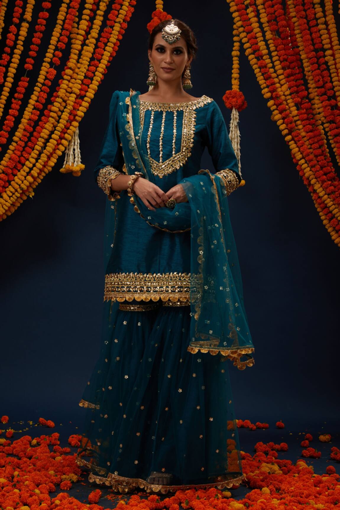 Preeti S Kapoor Gota Embroidered Kurta Gharara Set