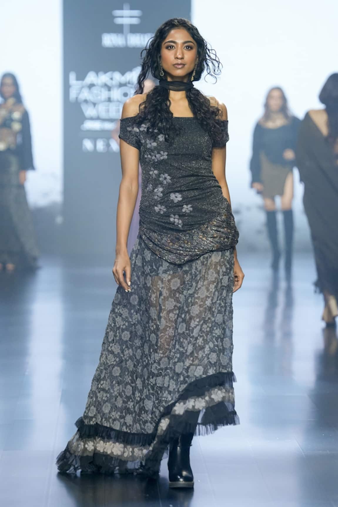 Rina Dhaka Printed Bubble Off Shoulder Dress