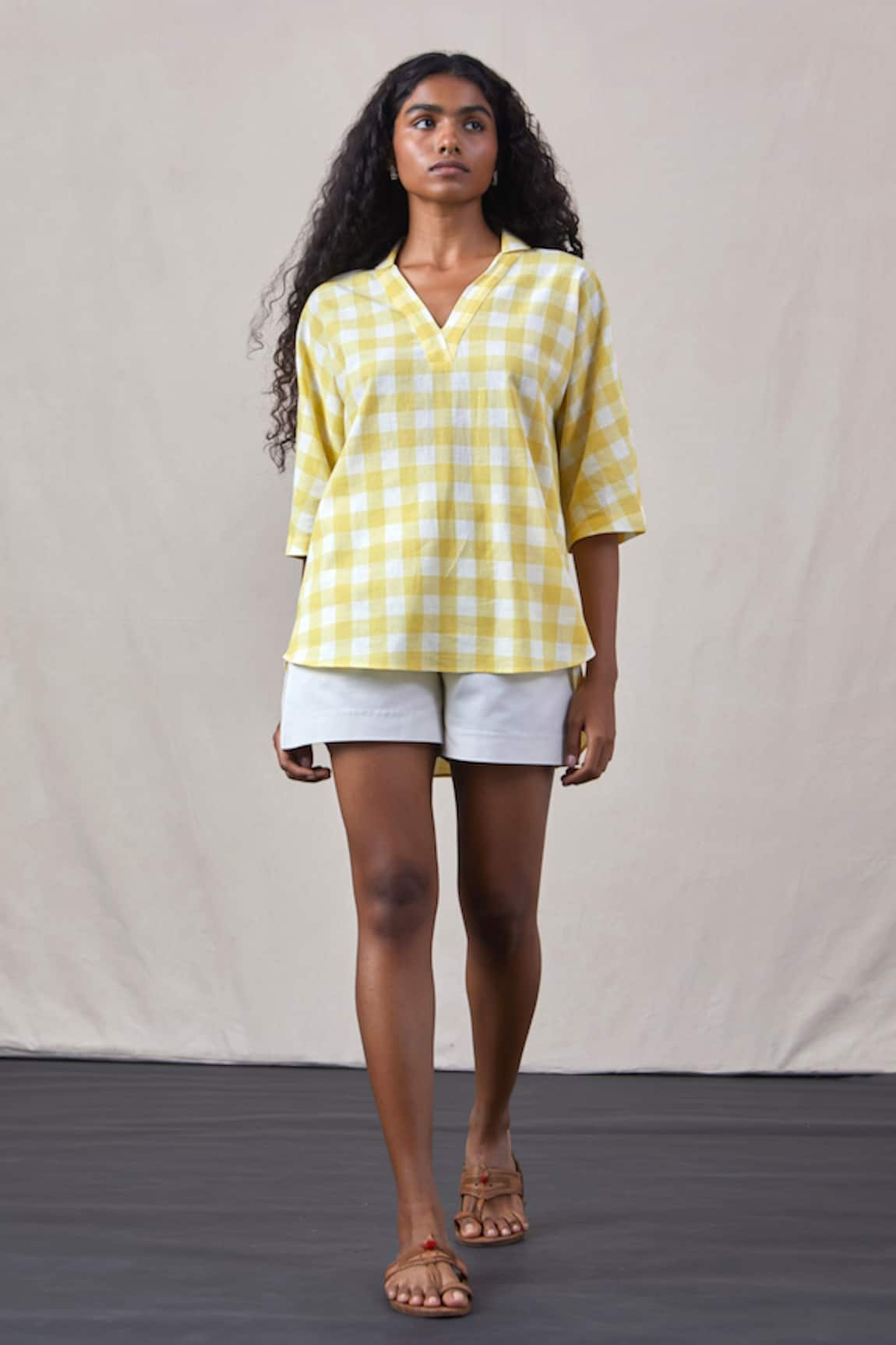 The Summer House Nanku Handwoven Cotton Collared Top