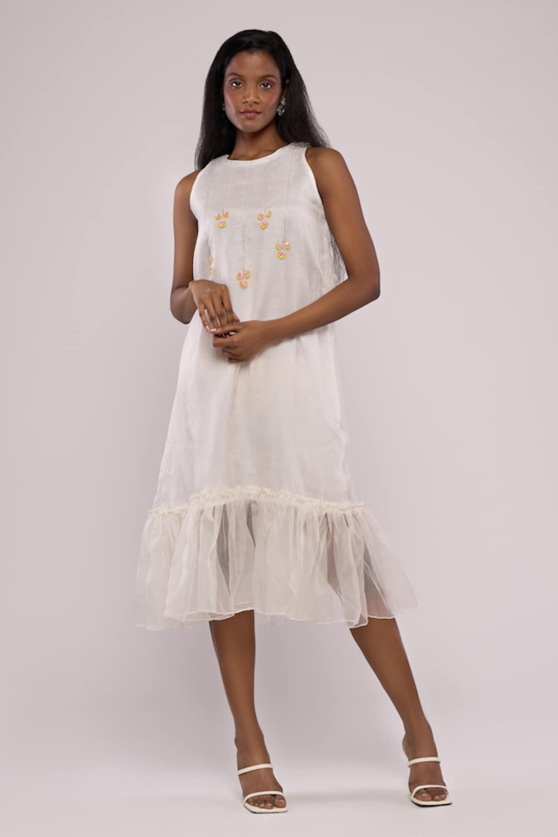 MAYU KOTHARI Hand Embroidered Ruffle Hem Dress