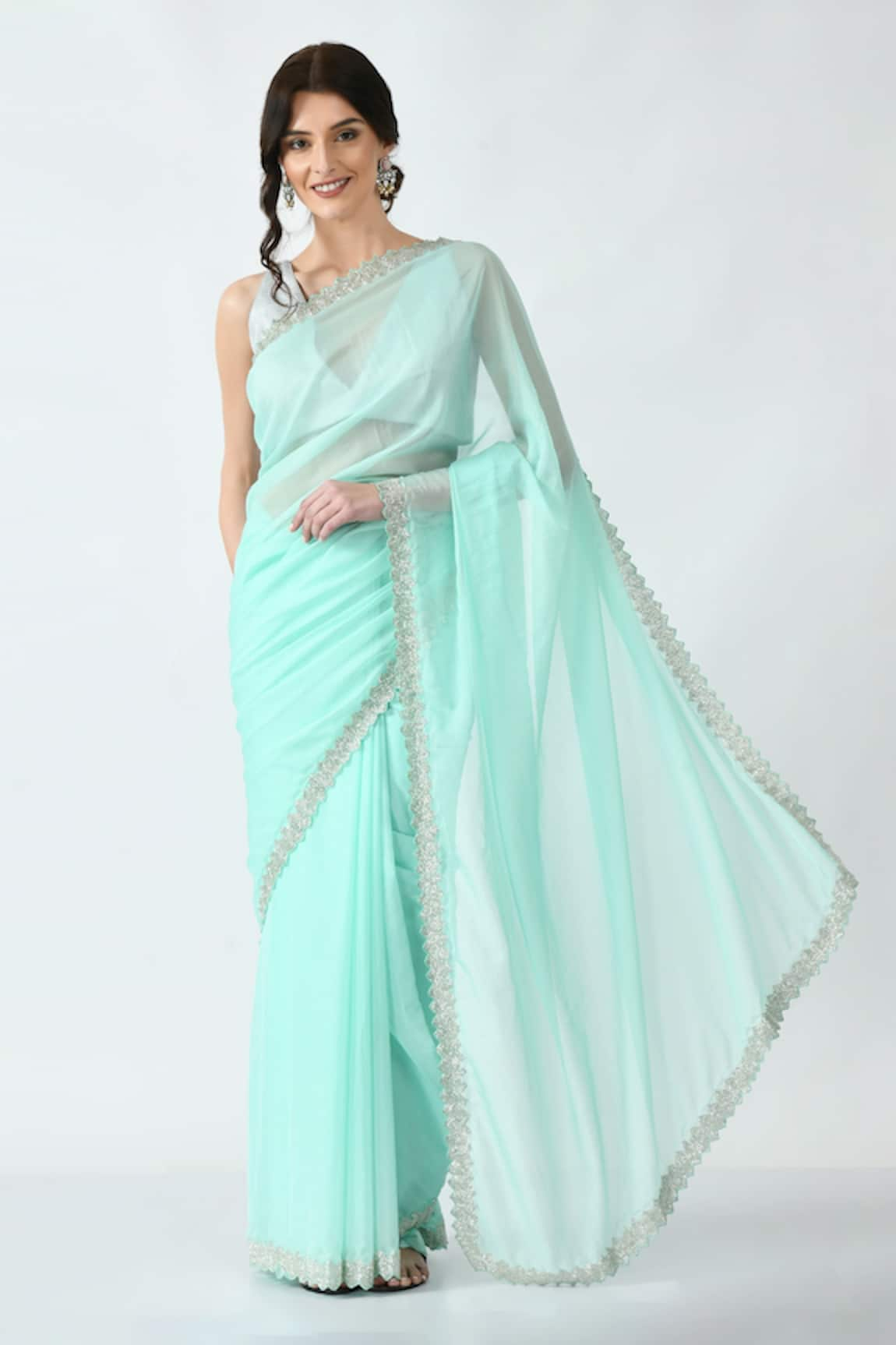 mehar Hand Embroidered Organza Saree