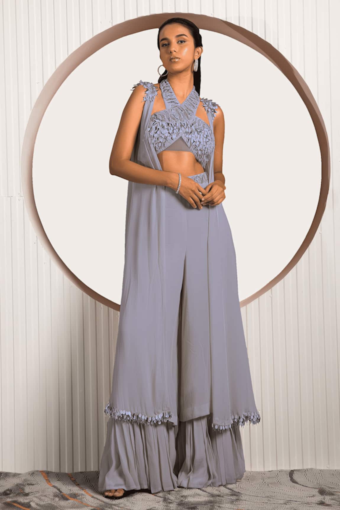 Jade By Ashima Fennel Embroidered Shrug Pant Set 