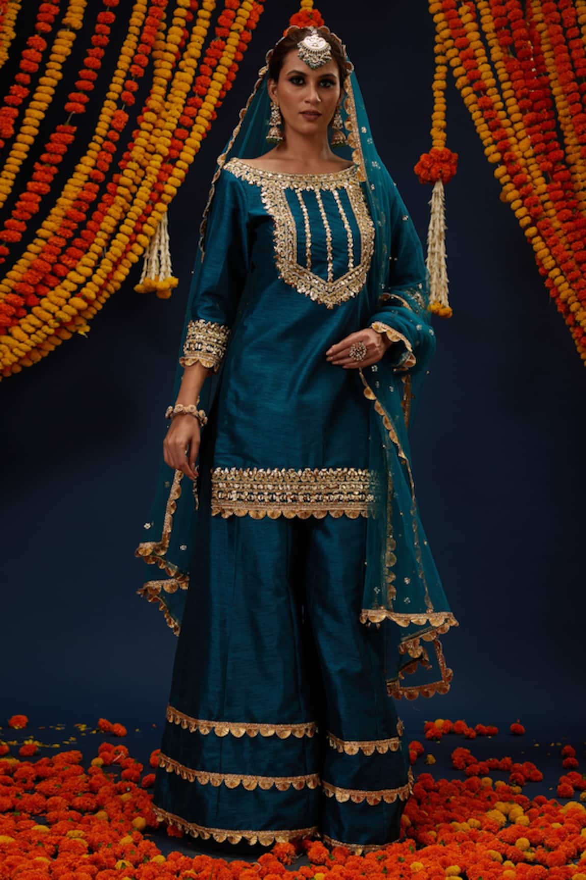 Preeti S Kapoor Gota Embroidered Kurta Sharara Set