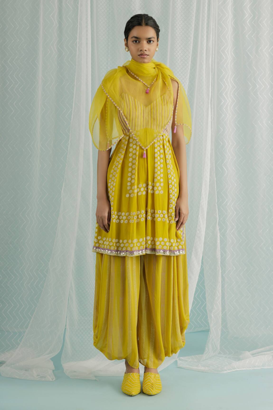 Surbhi Gupta Eira Polka Dot Print Kurta Set