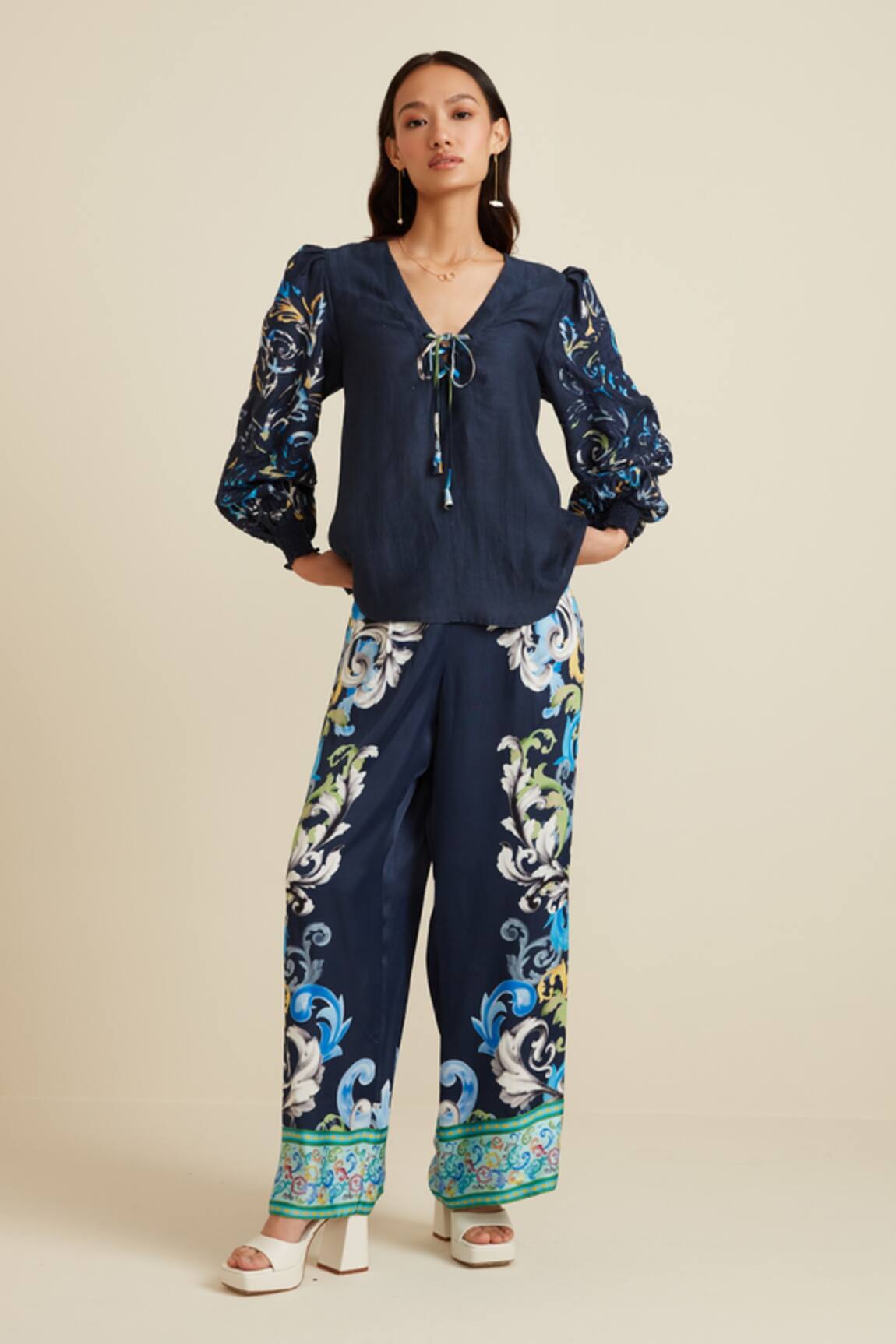 Ranna Gill Trapeze Embroidered Sleeve Top