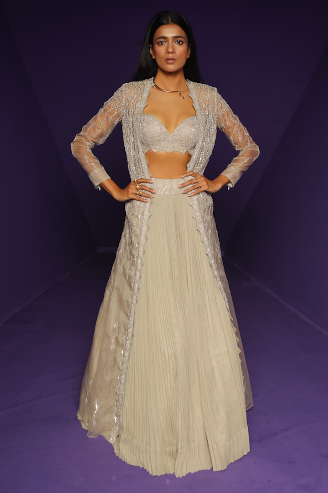 Rishi and Soujit Sequin Embroidered Jacket Lehenga Set