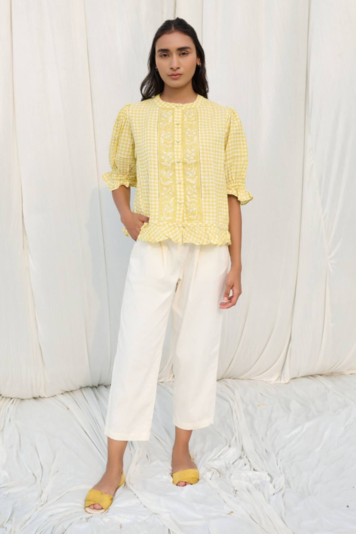 Ayaka Checkered Print Top