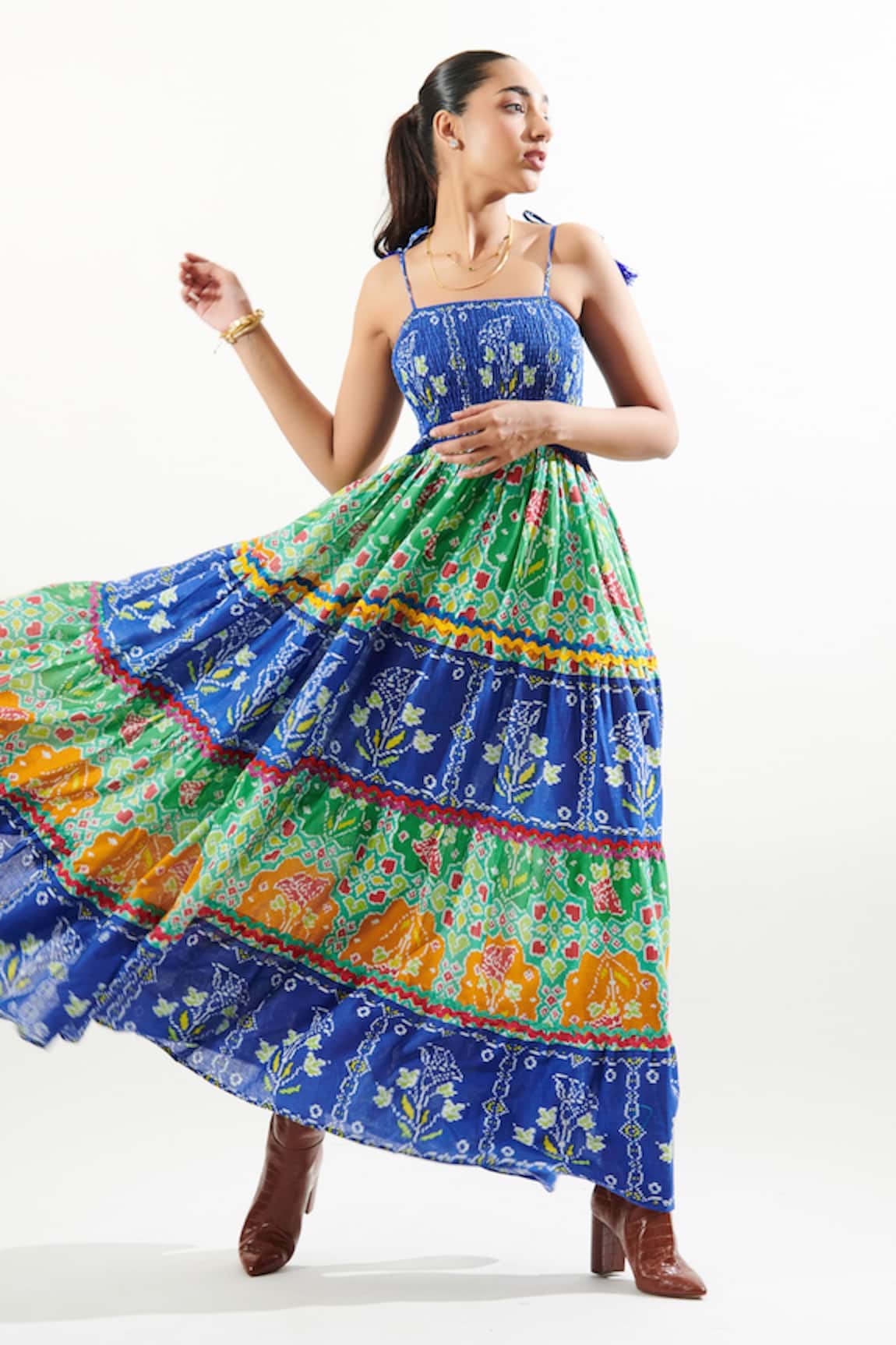 Cin Cin Kaya Strappy Printed Dress