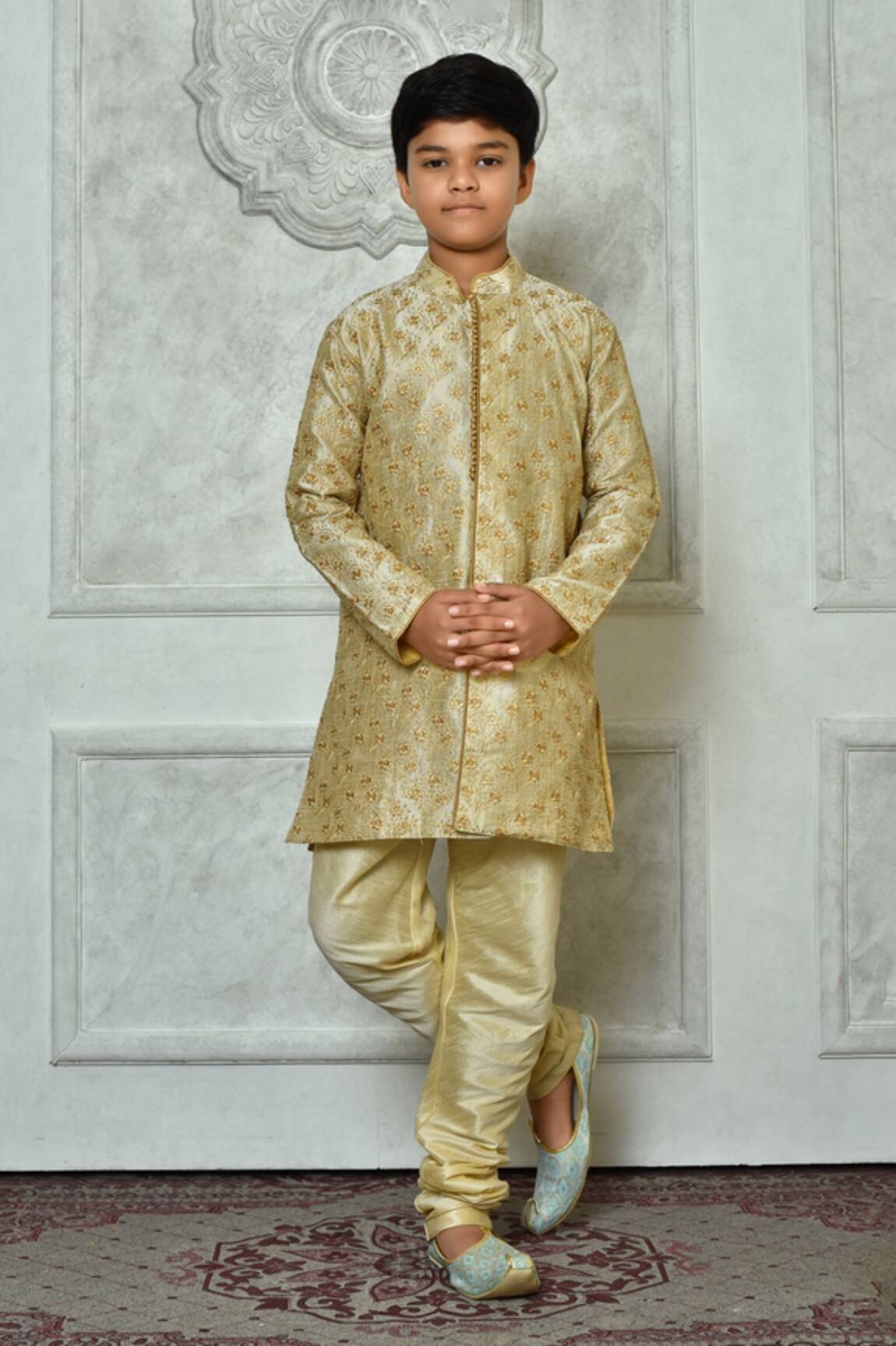 Petite Pomme Embroidered Kurta & Churidar Set