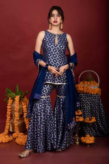 Monk & Mei By Sonia Anand Floral Pattern Kurta Sharara Set 