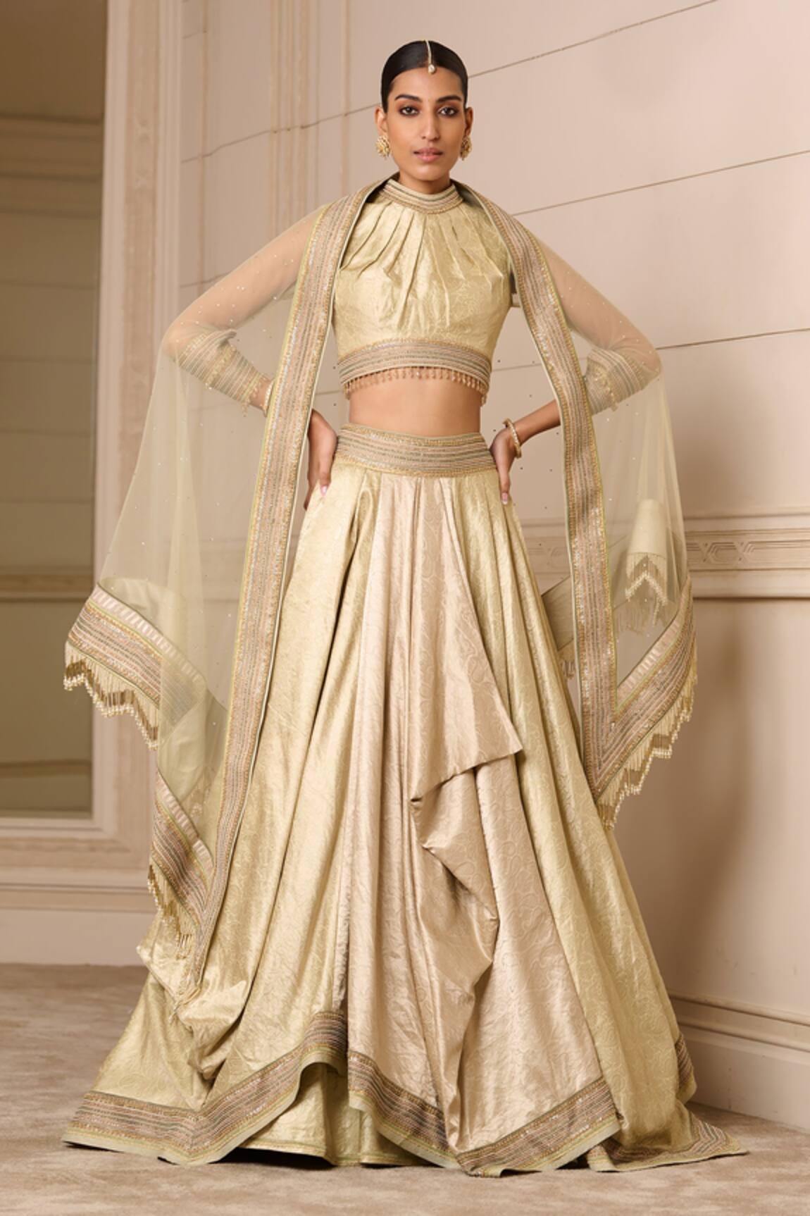 Tarun Tahiliani Brocade Draped Lehenga Set 