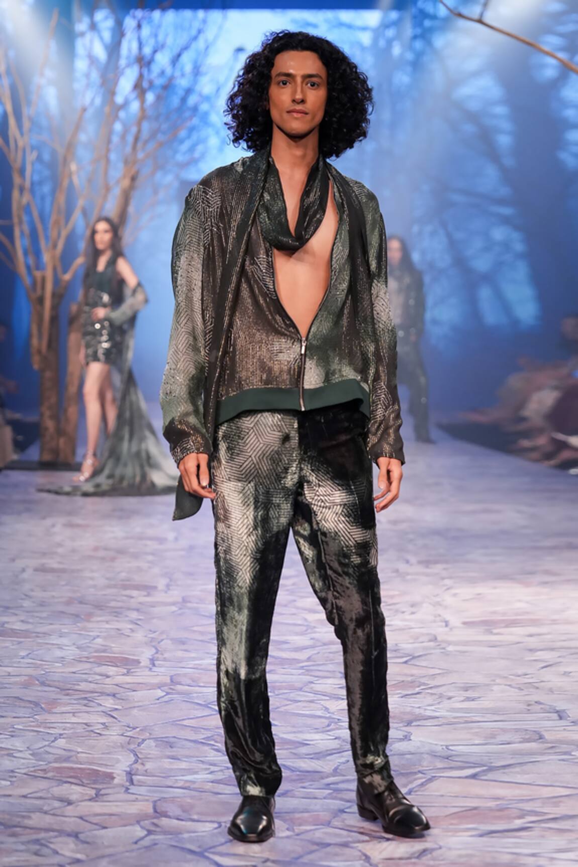Nirmooha Metallic Embroidered Bomber Jacket 