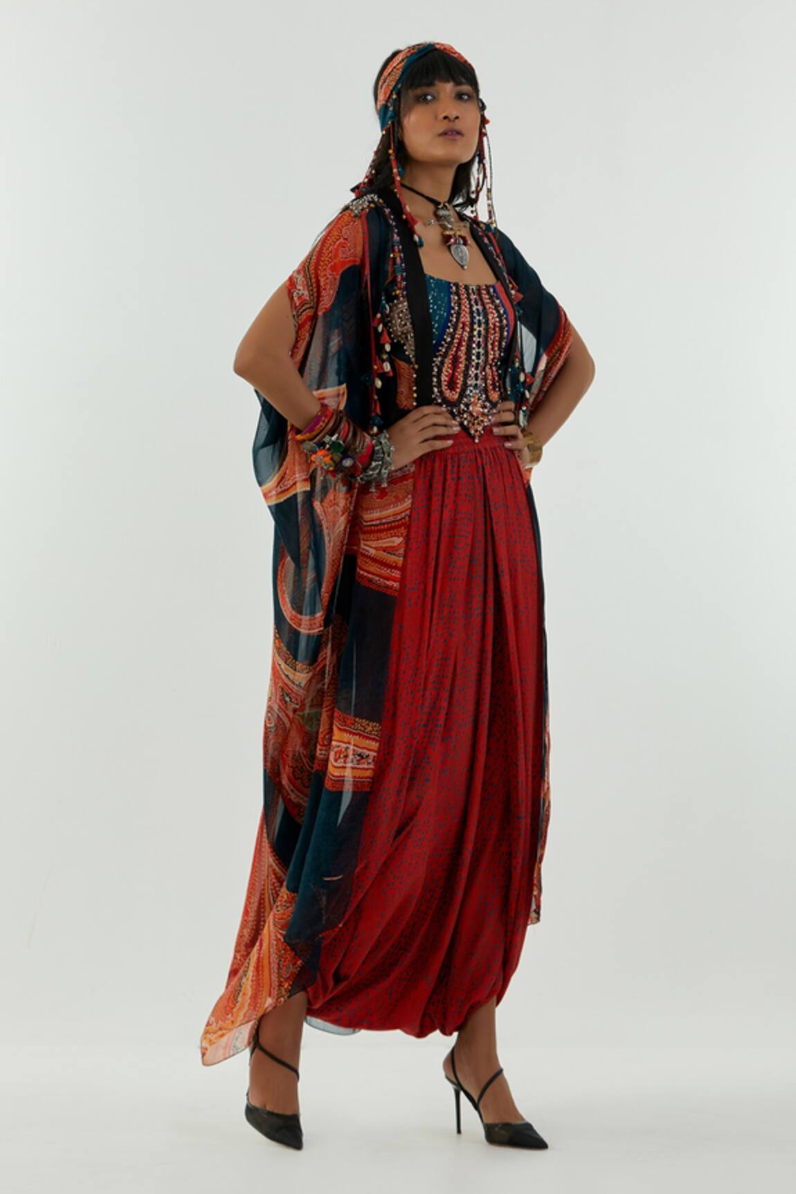 Aseem Kapoor Ritu Sheer Silk Jacket & Draped Trouser Set