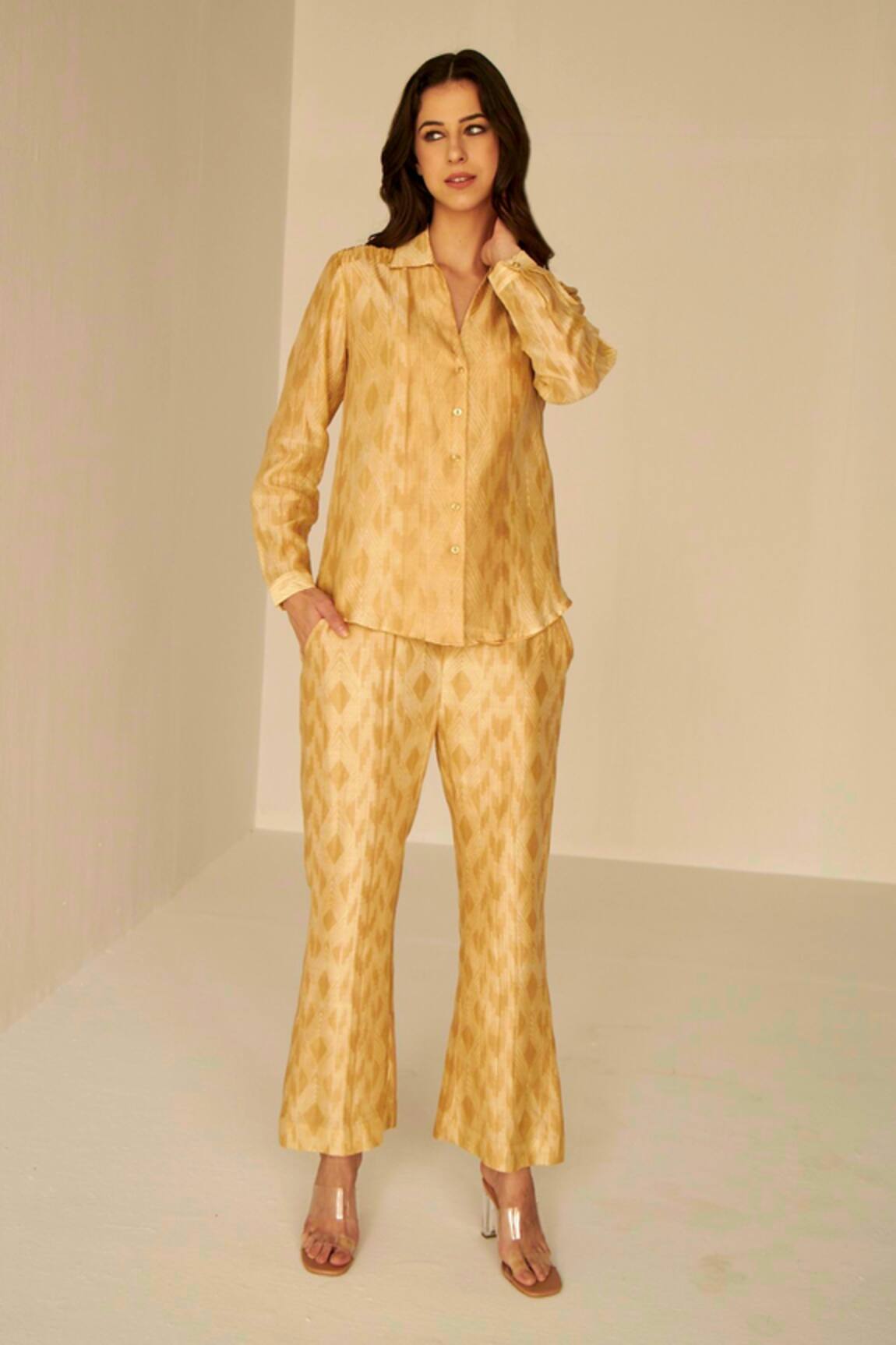 Betrue Beige Tie & Dye Shibori Shirt & Pant Set