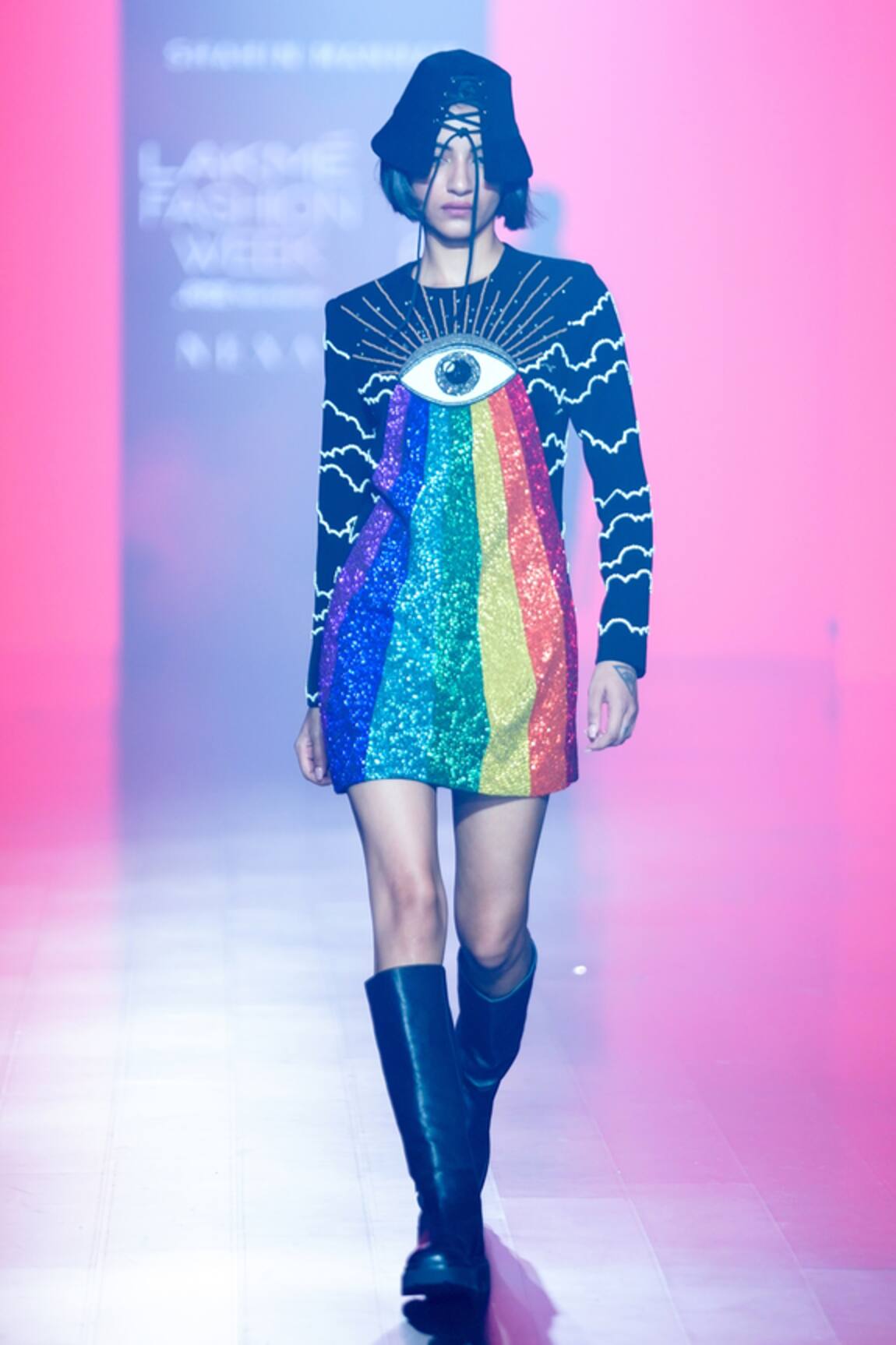 Shahin Mannan Eye & Rainbow Hand Embroidered Dress