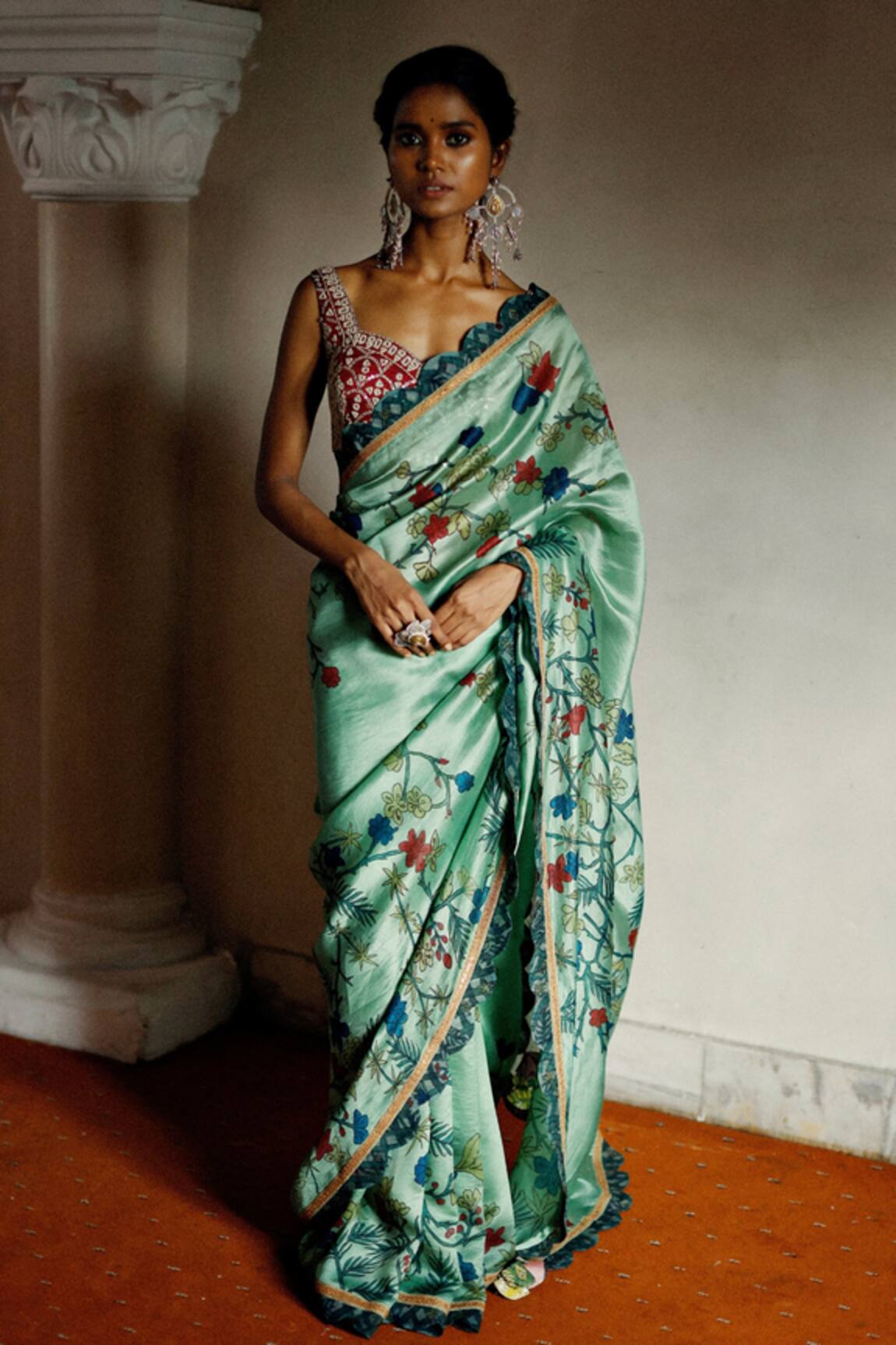Archana Jaju Pure Handwoven Silk Hand Painted Saree With Blouse