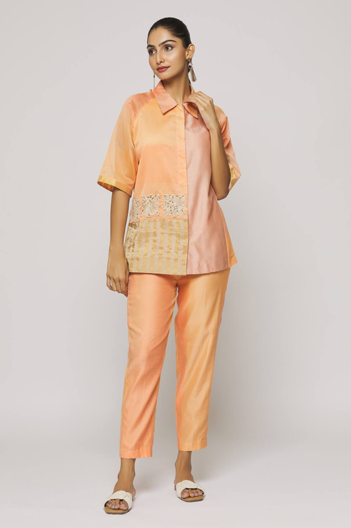 Neeta Bhargava Reglan Sleeve Shaded Shirt & Pant Set