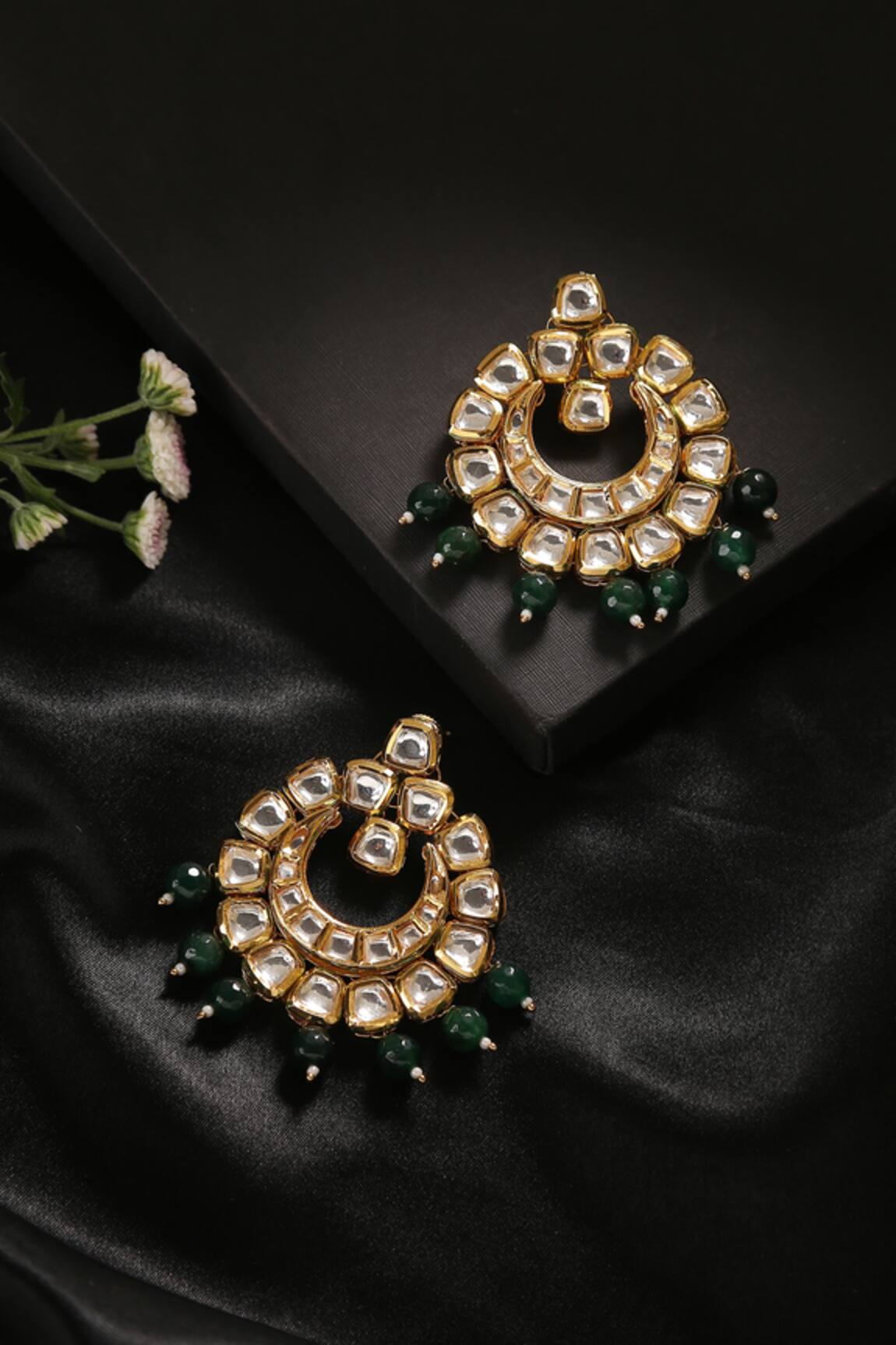 MINAKI Kundan Embellished Chandbalis 