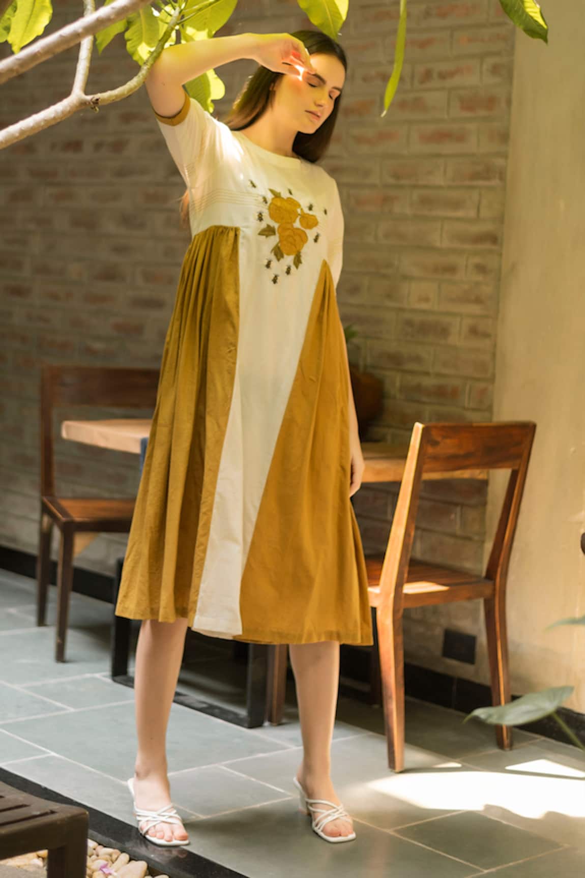 Vaani Beswal Naira Color Blocked Handwoven Cotton Dress