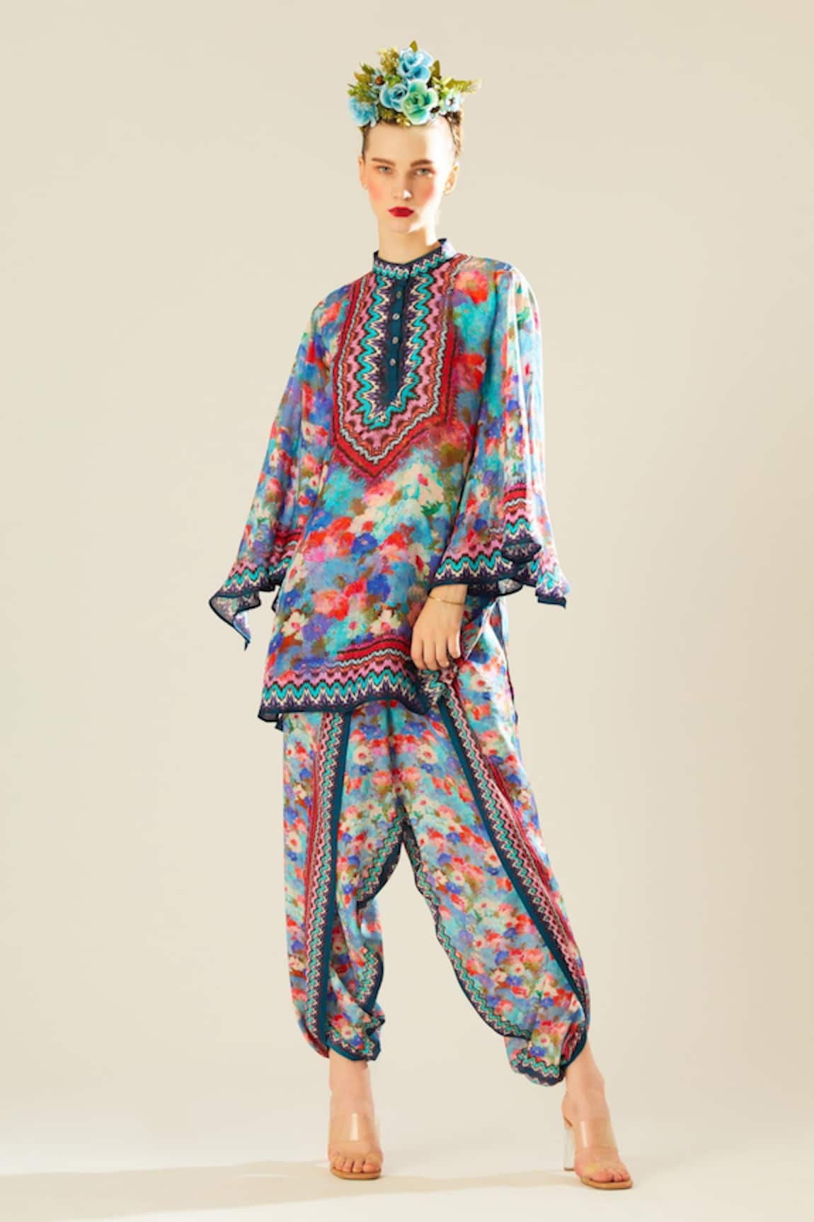 Rajdeep Ranawat Nylla Silk Floral Pattern Tunic 