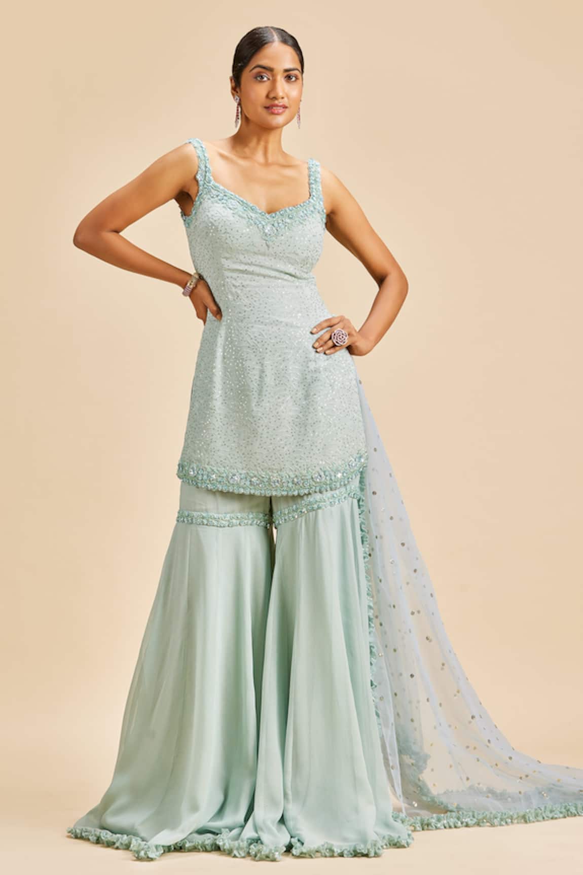 Nitika Gujral Resham Embroidered Kurta Gharara Set