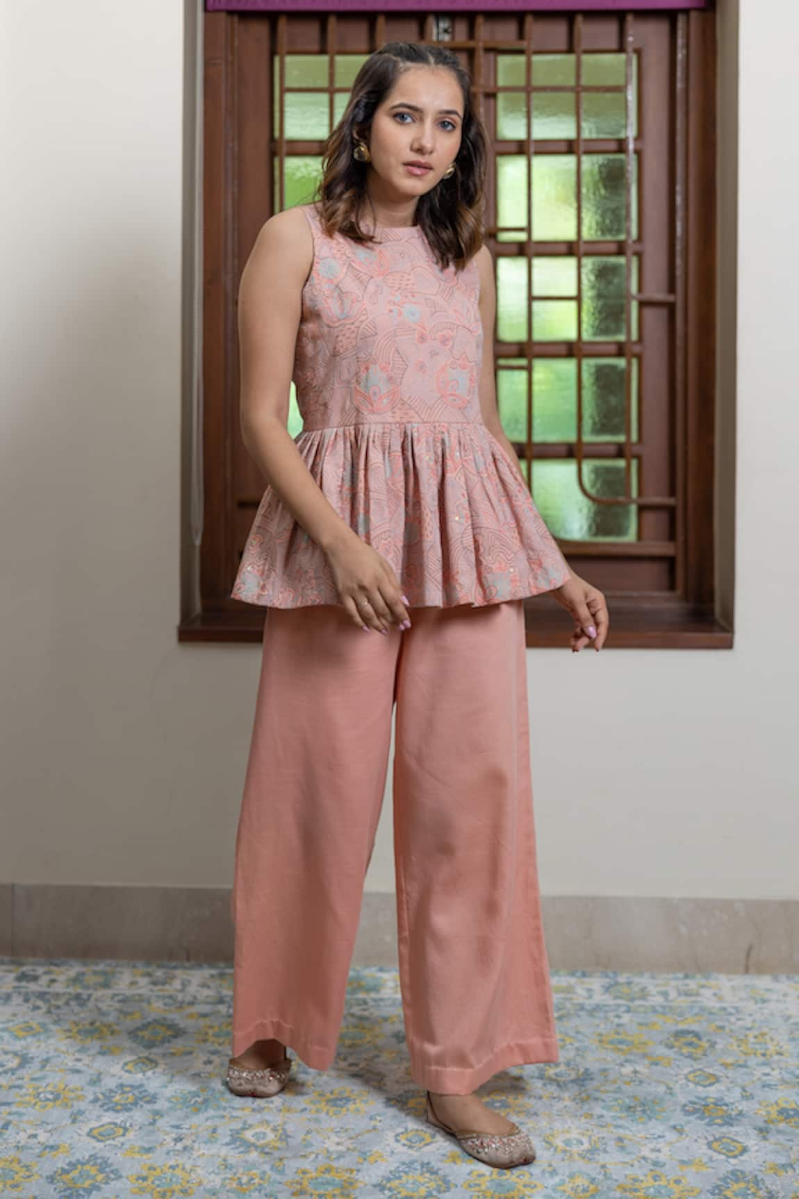 Maliha by Anar and Anoli Embroidered Peplum Top And Pant Set