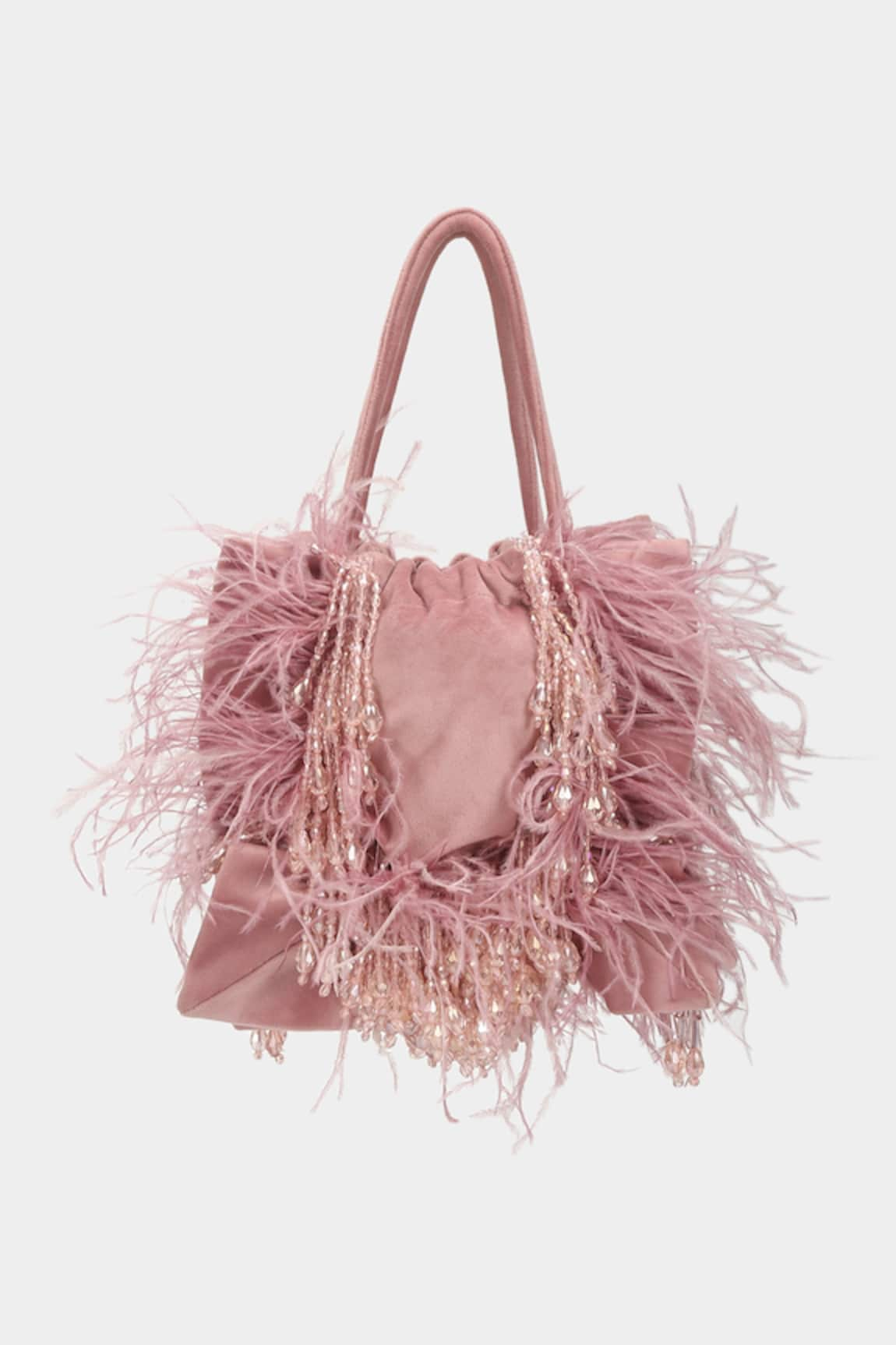 Pink metallic feather bag