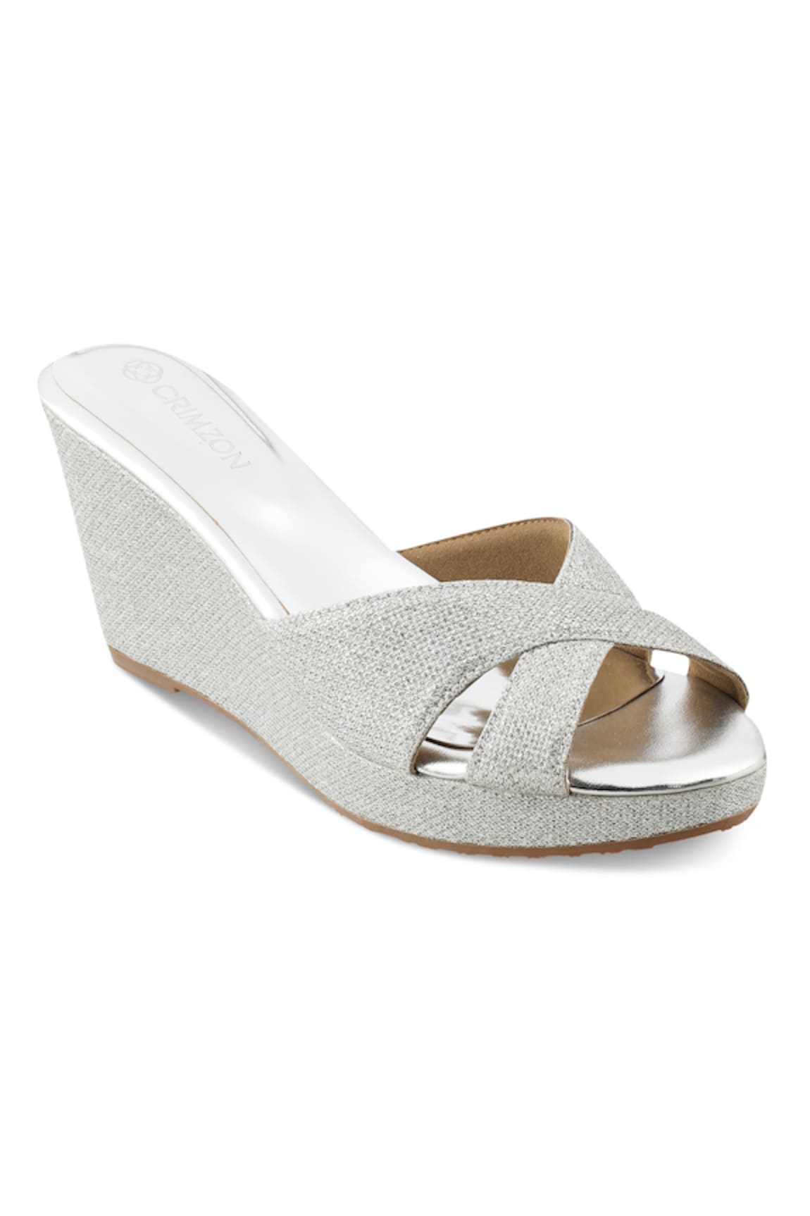 Crimzon Aiyana Criss Cross Shimmer Strap Wedges