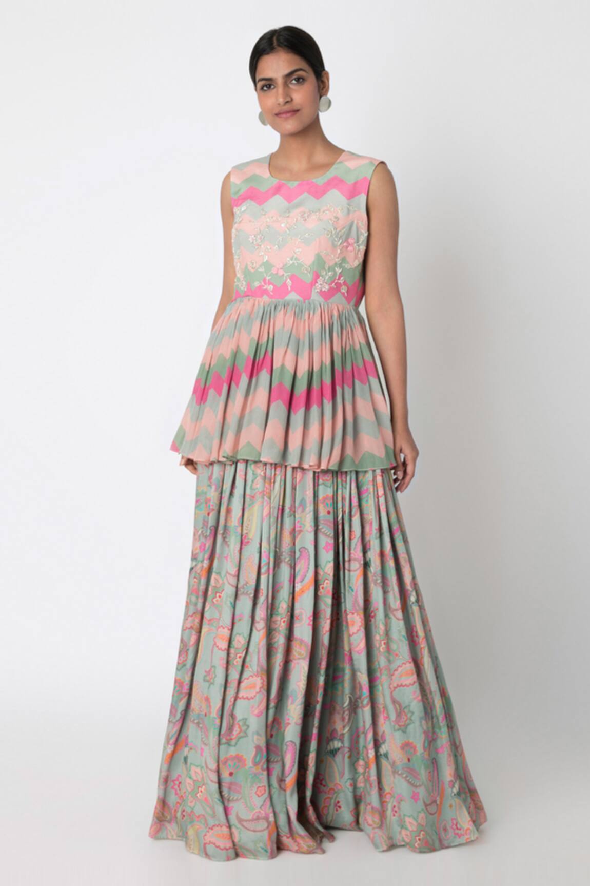 Archana Shah Printed Silk Lehenga Set