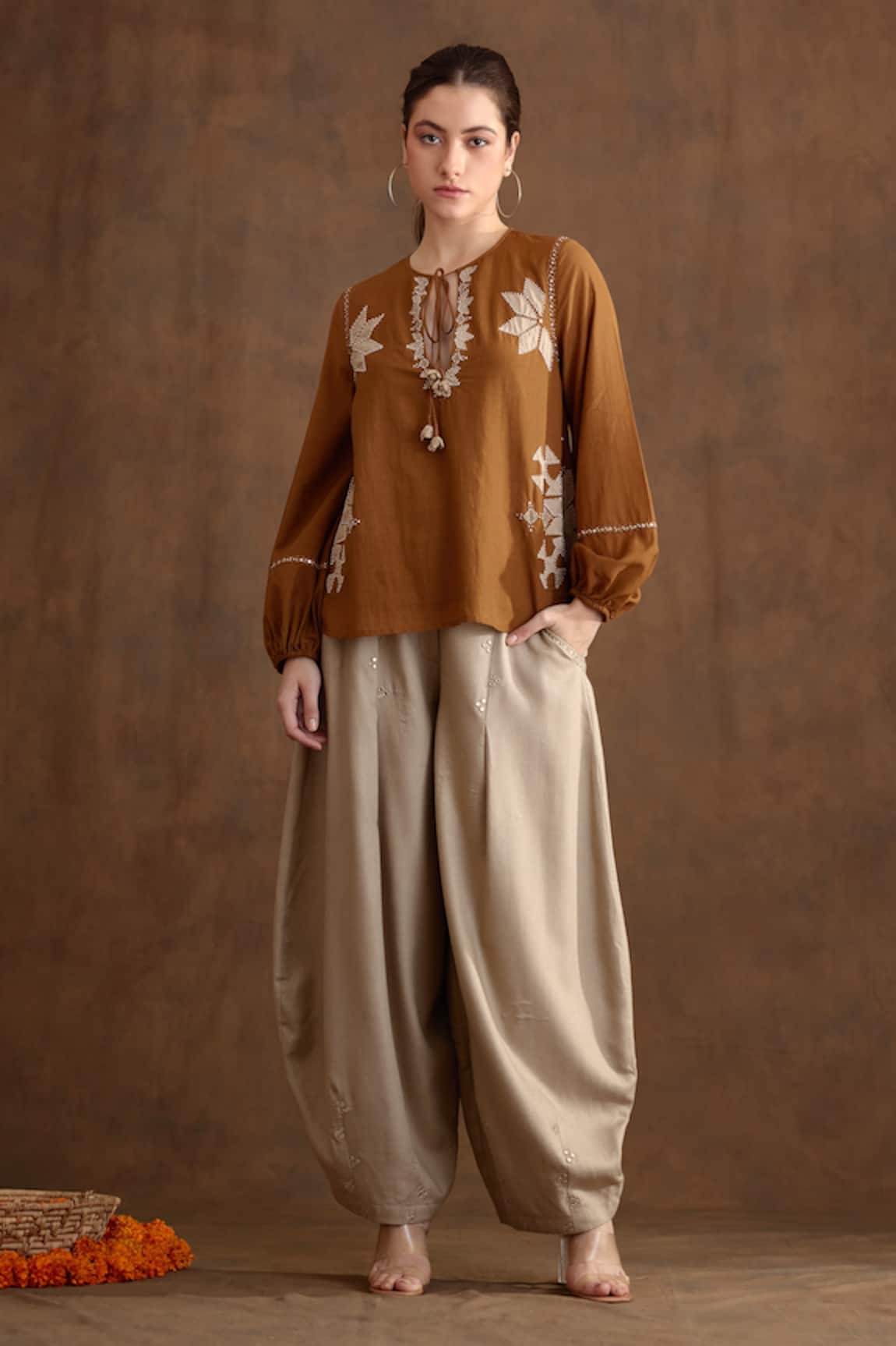 Nikasha Placement Embroidered Baggy Pant