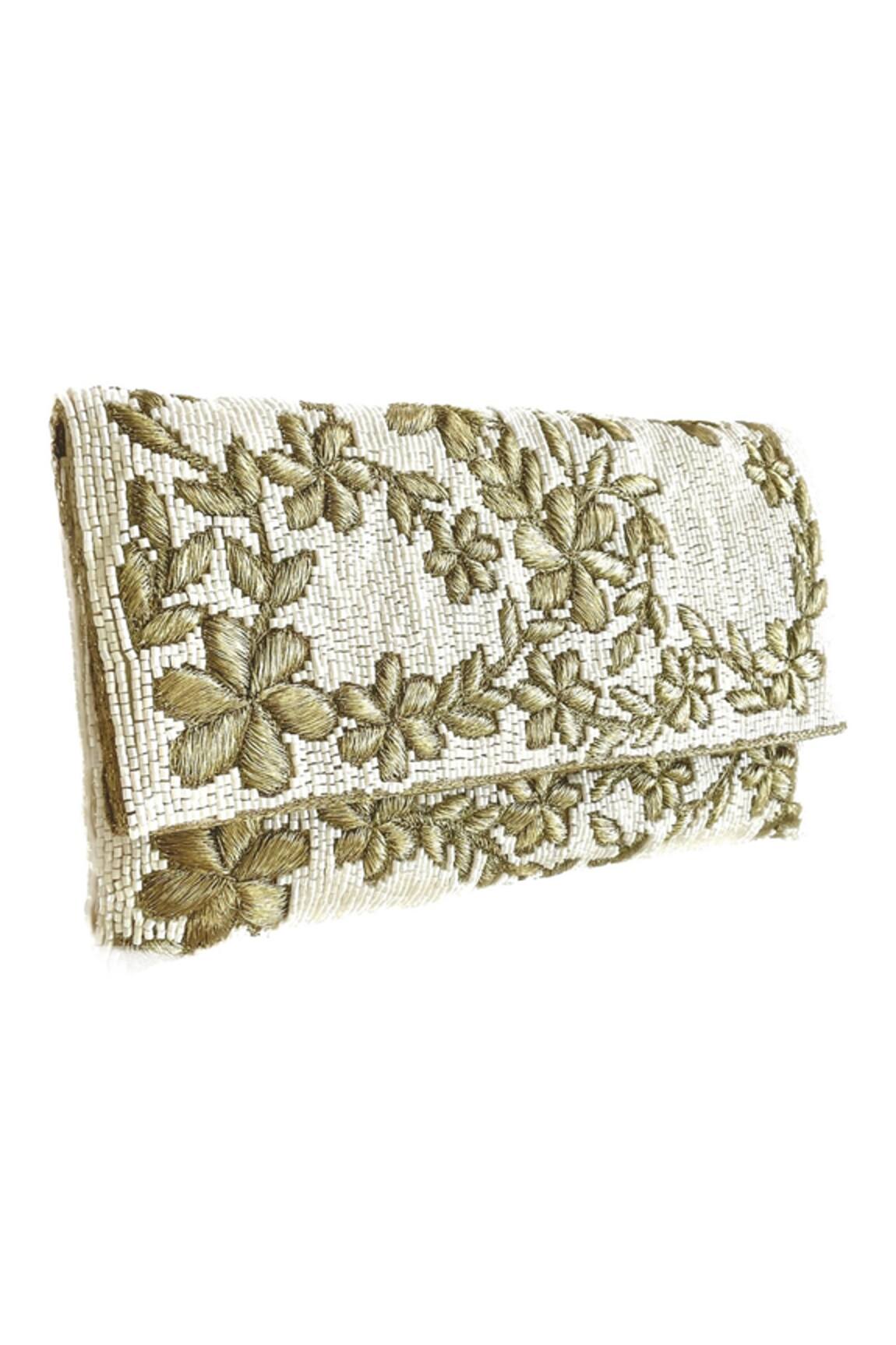 Kokommo Printemps Flower Hand Embroidered Clutch