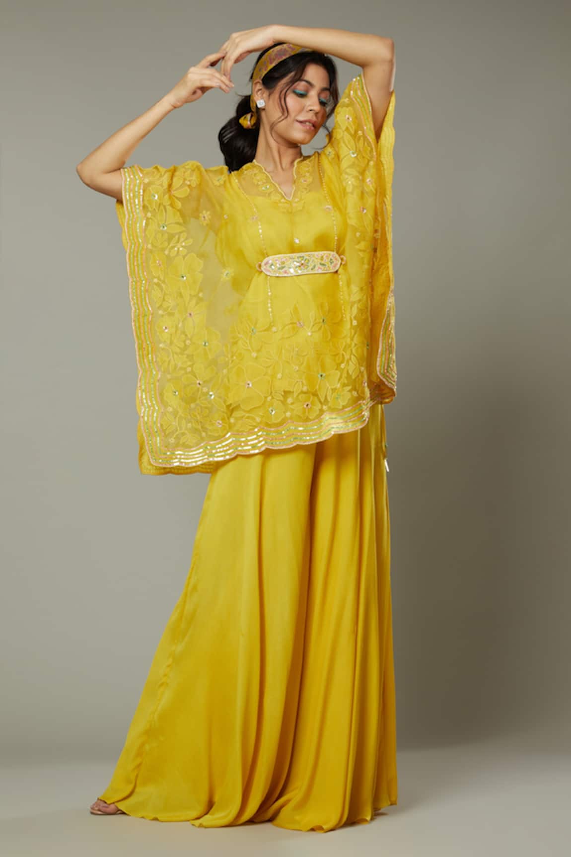 I Am Design Mango Bite Candy Palazzo & Embroidered Kaftan Set