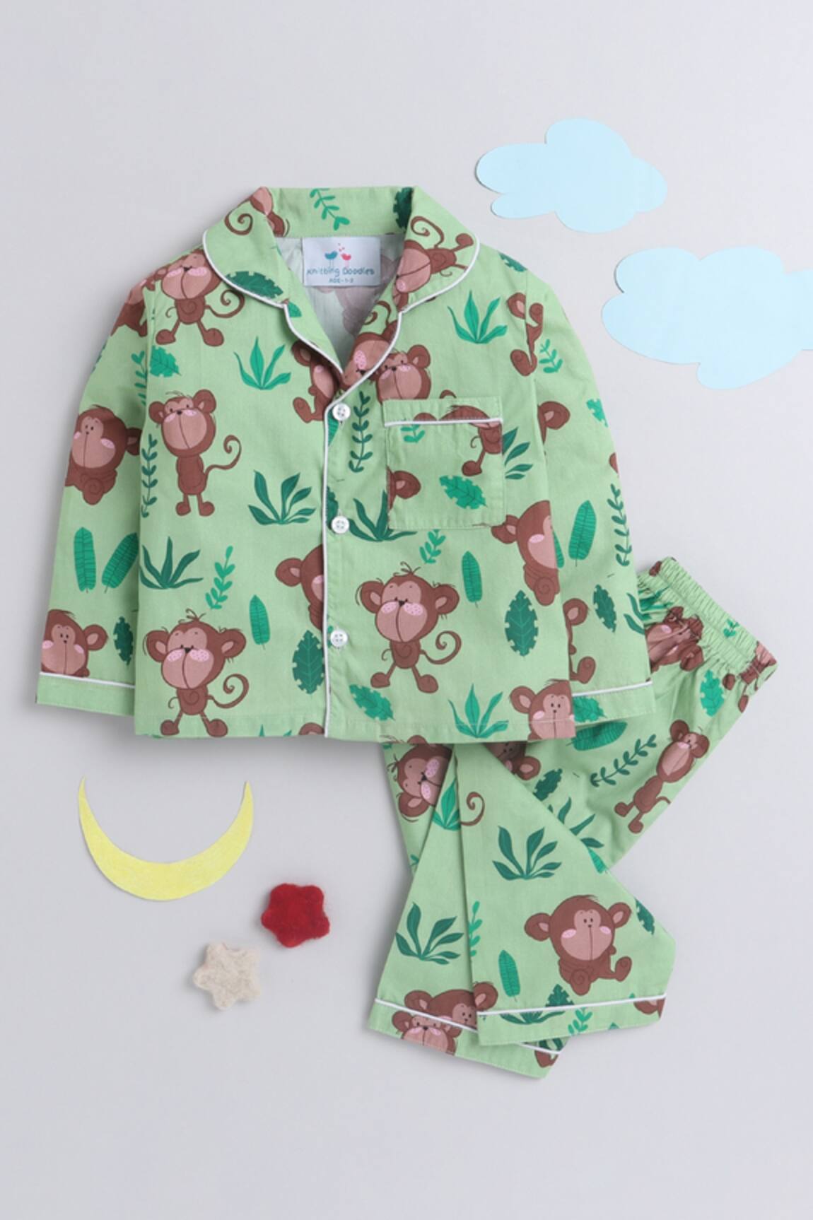 Knitting Doodles Monkey Print Night Suit Set