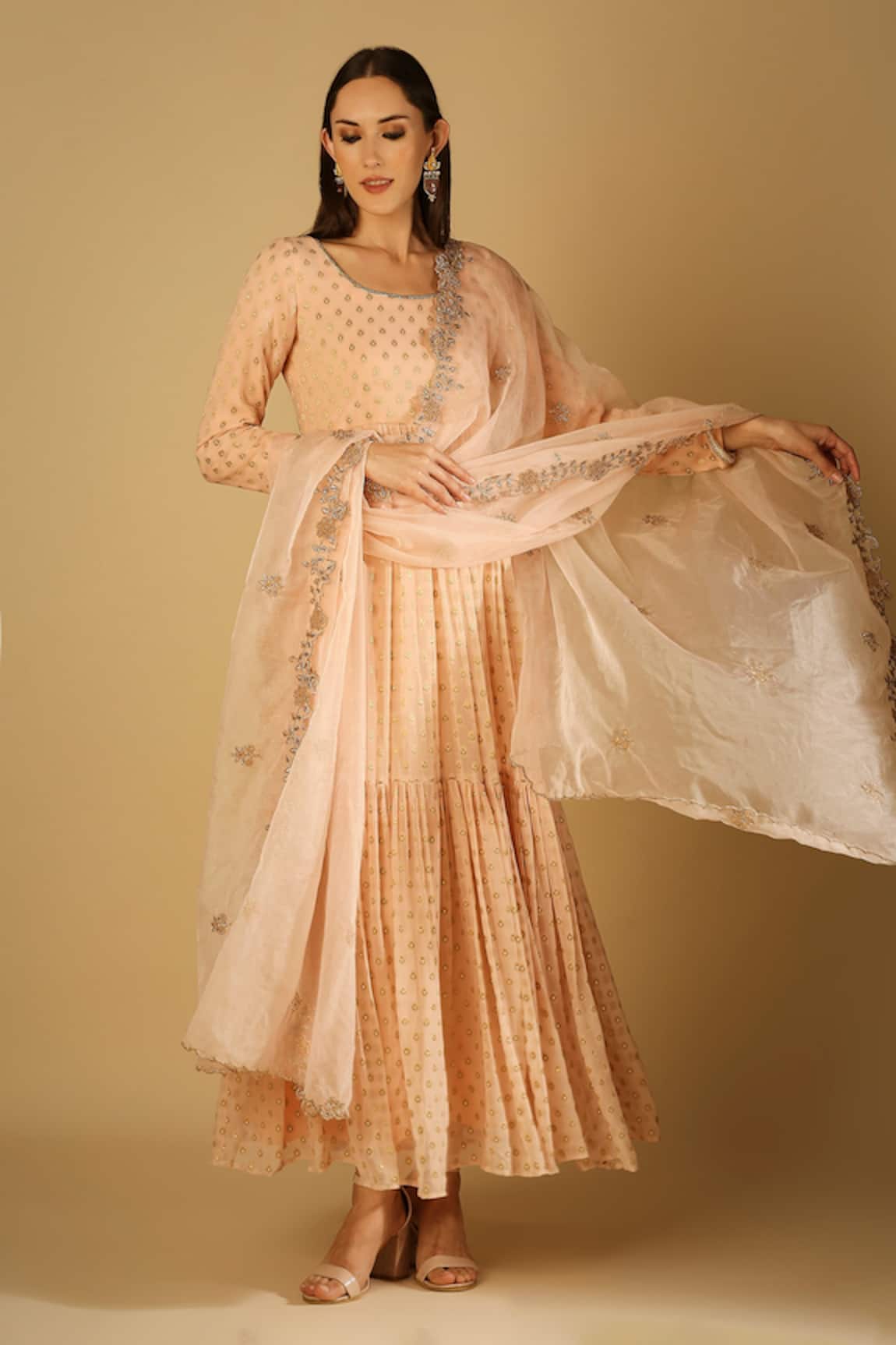 Monk & Mei Ruhani Flower Embroidered Dupatta