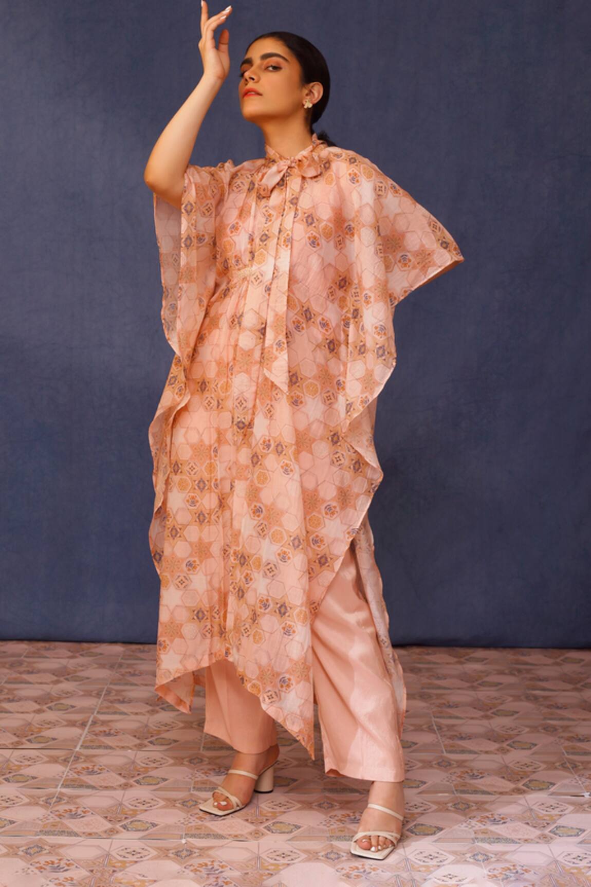 Chokhi Chorri Amina Moroccan Tile Print Kaftan With Pant 