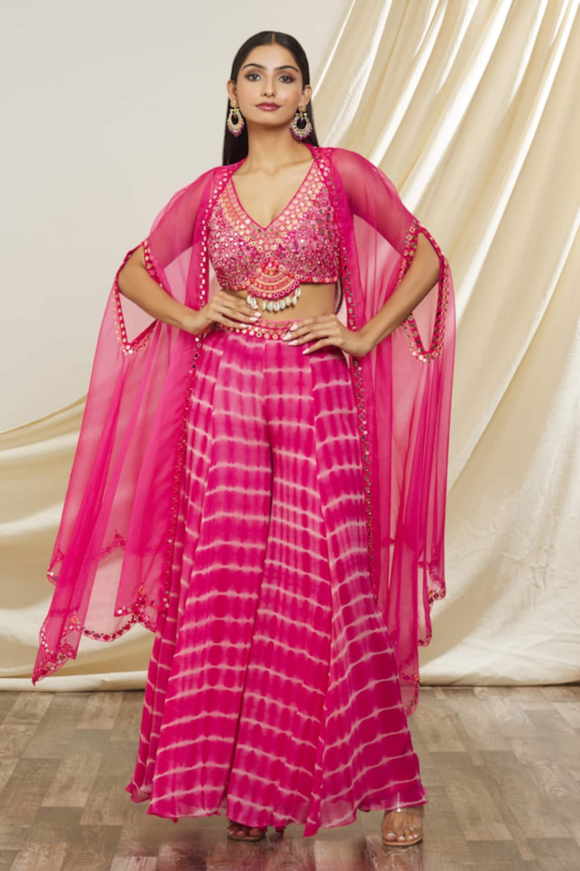 Yoshita Couture Aarya Cape & Tie Dye Sharara Set