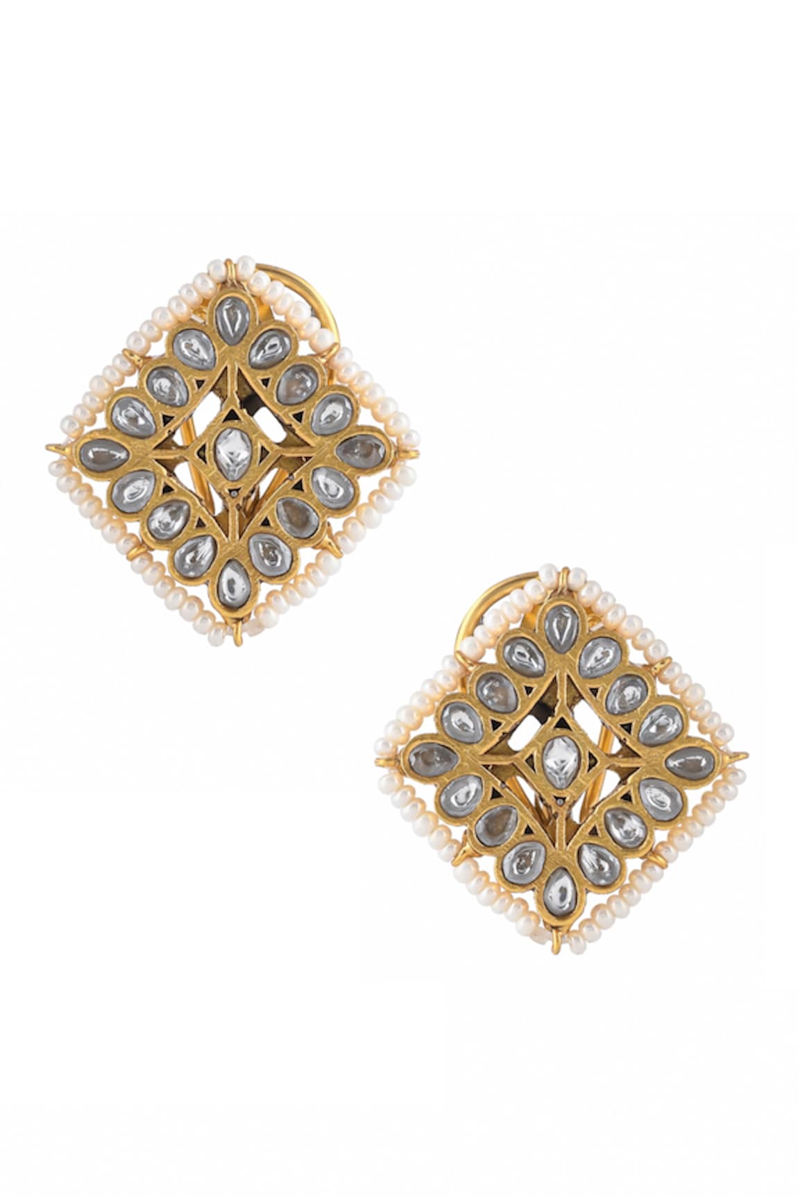 Ajooni Jewels Kundan Embellished Stud Earrings