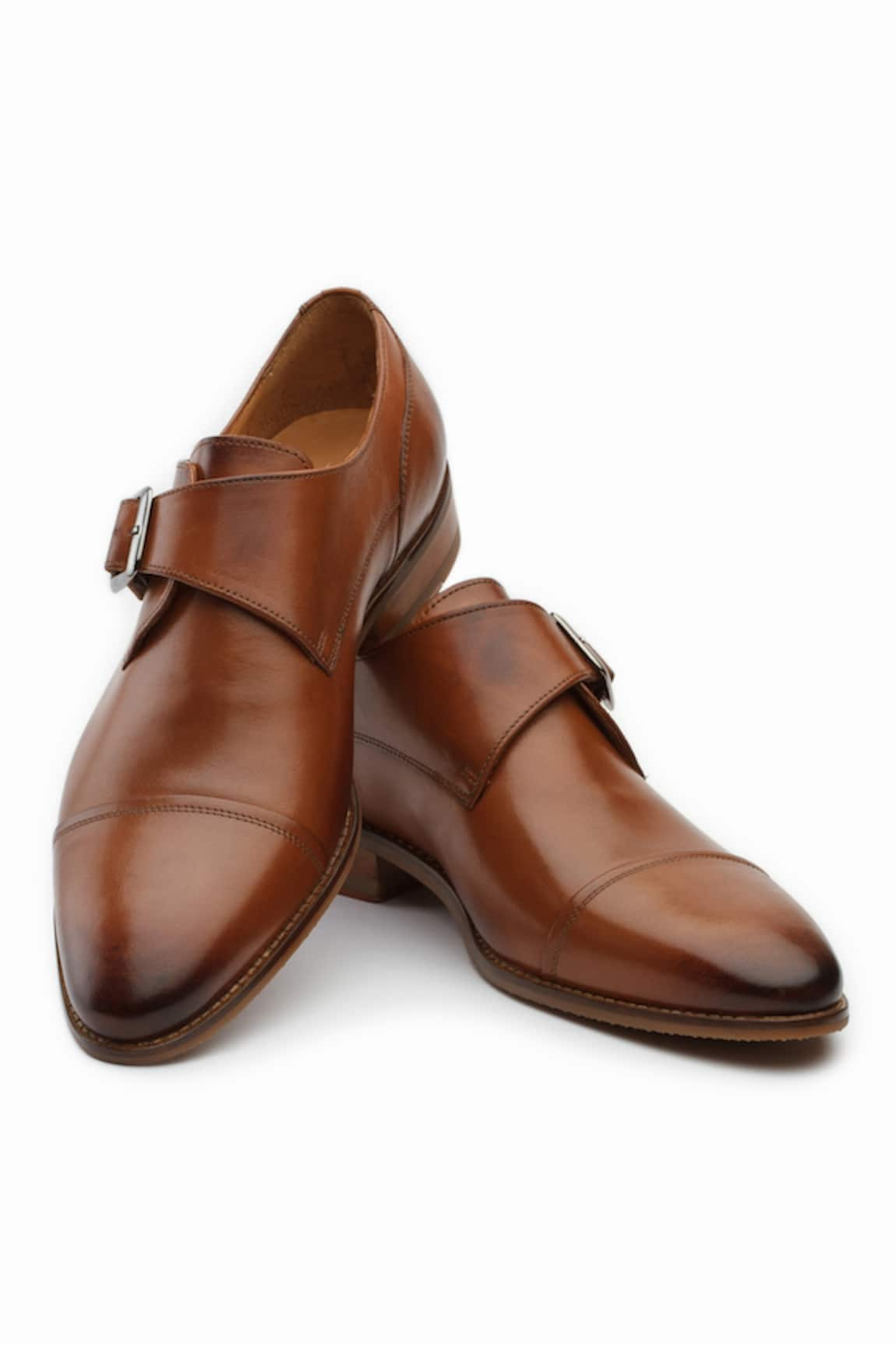 dapper Shoes William Leather Double Monk Strap Shoes