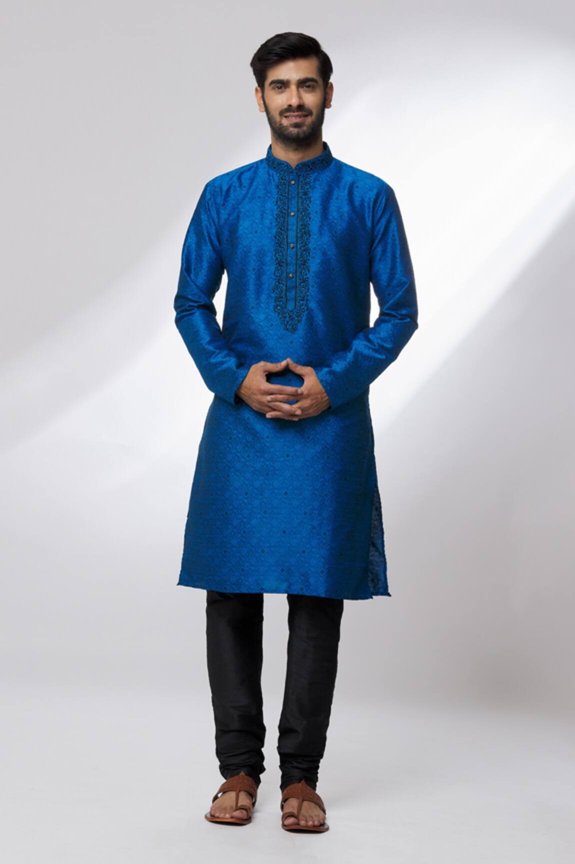 Arihant Rai Sinha Jacquard Botanical Pattern Woven Kurta