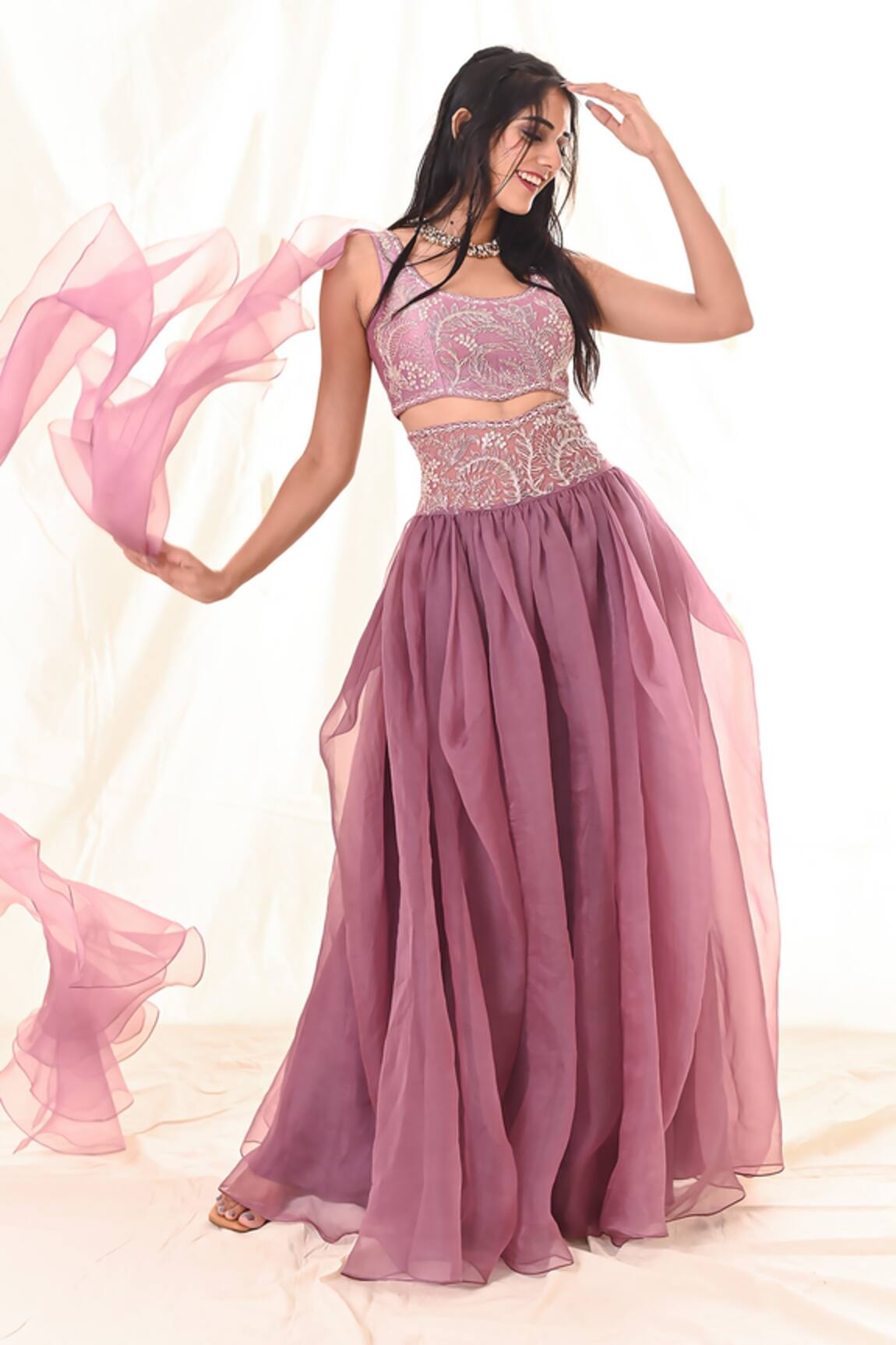 PIRI INDIA Cowl High-Waisted Lehenga Set 