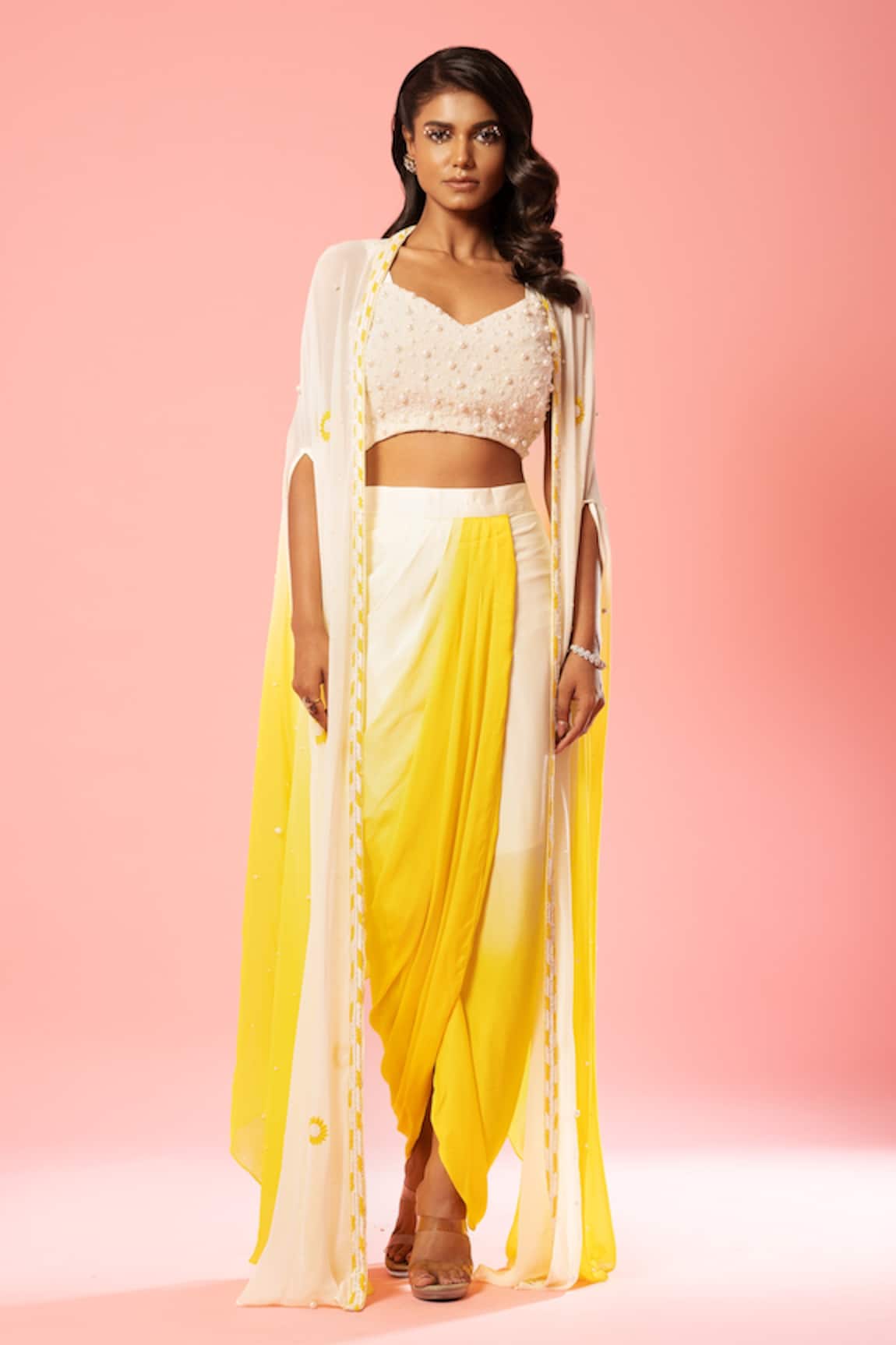 Quench A Thirst Ombre Jacket & Pre-Draped Dhoti Skirt Set