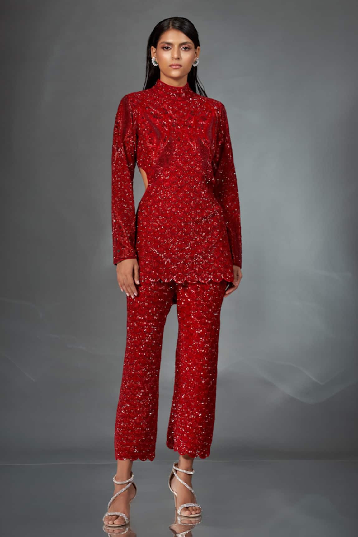 Stotram Scallop Embroidered Top & Pant Set