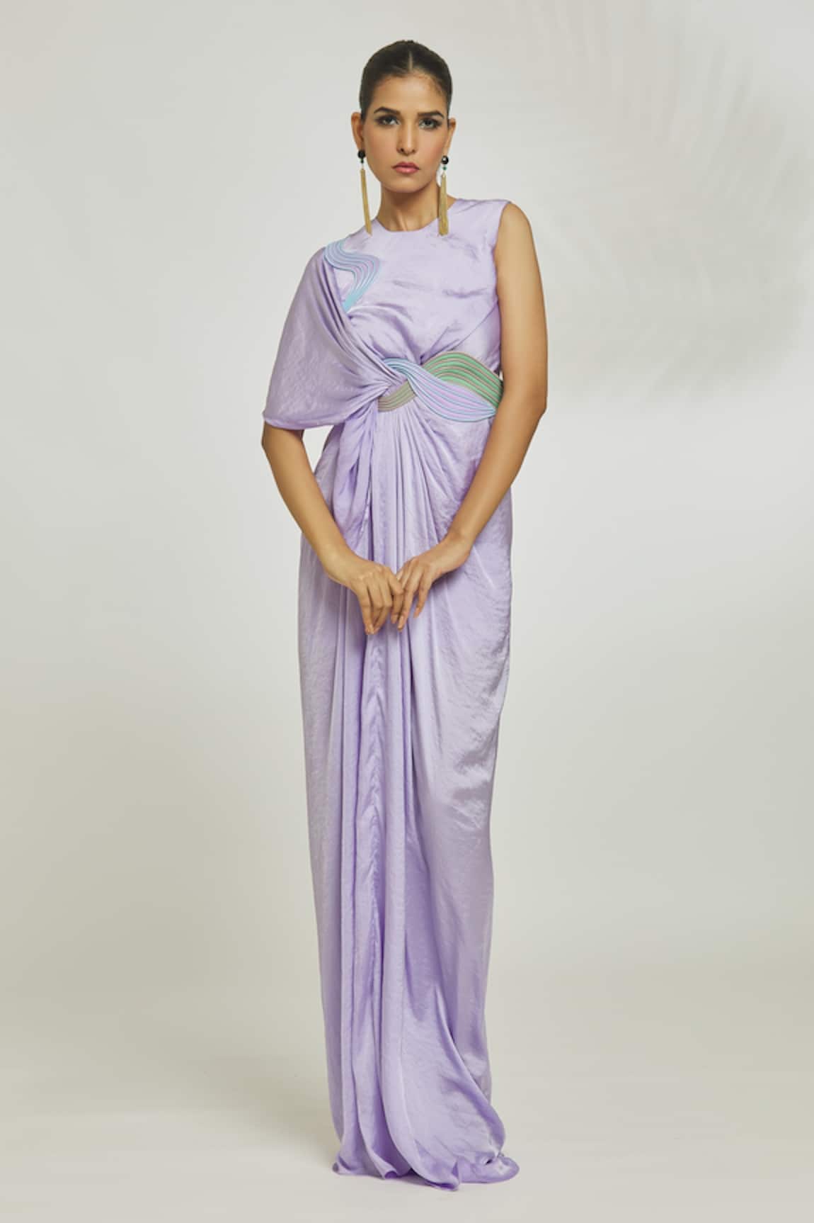 Amit Aggarwal Asymmetric Knotted Draped Gown