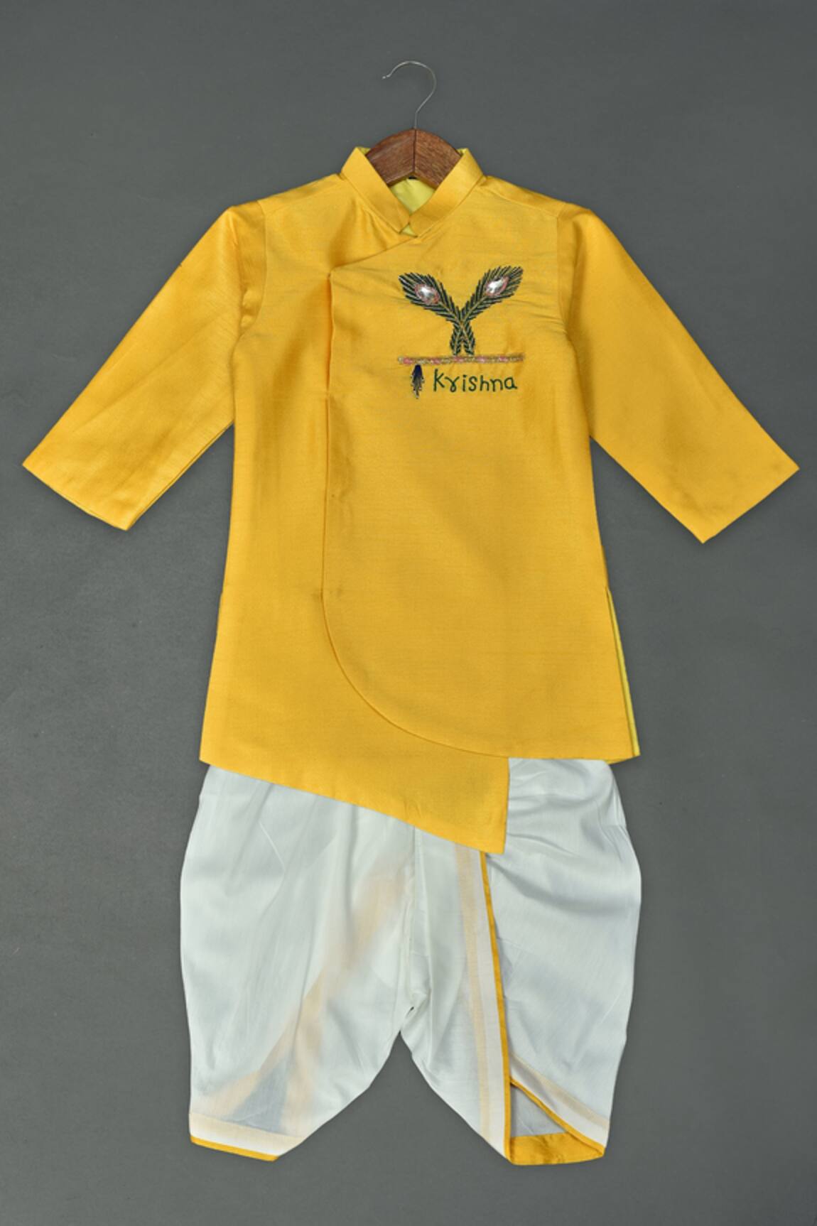 Maaikid Feather Motif Embroidered Sherwani Set 