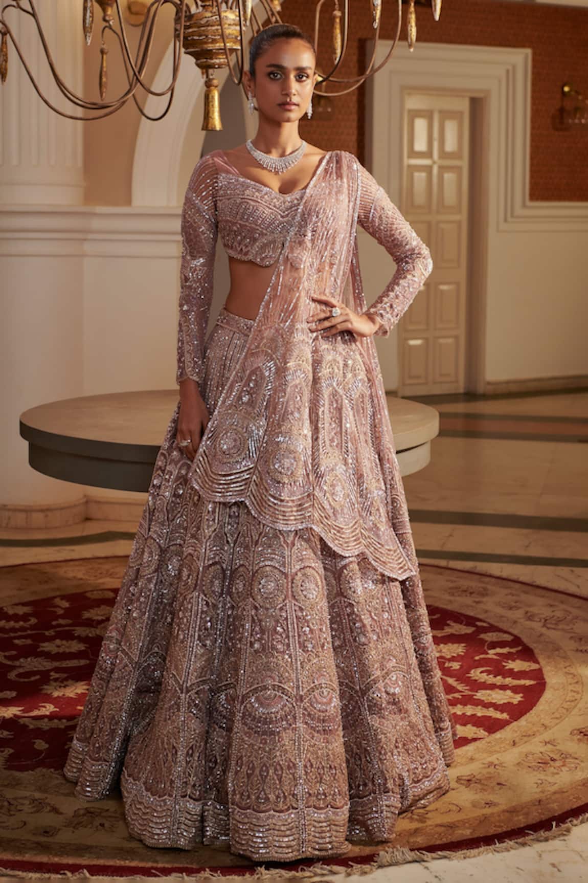 Adaara Couture Sequins Embroidered Blouse Bridal Lehenga Set