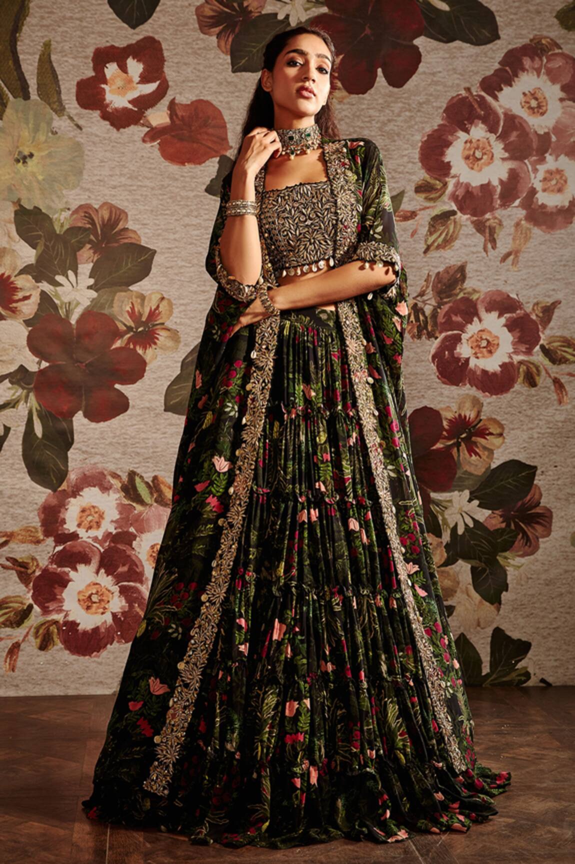 Prints by Radhika Floral Print Cape & Maxi Skirt Set