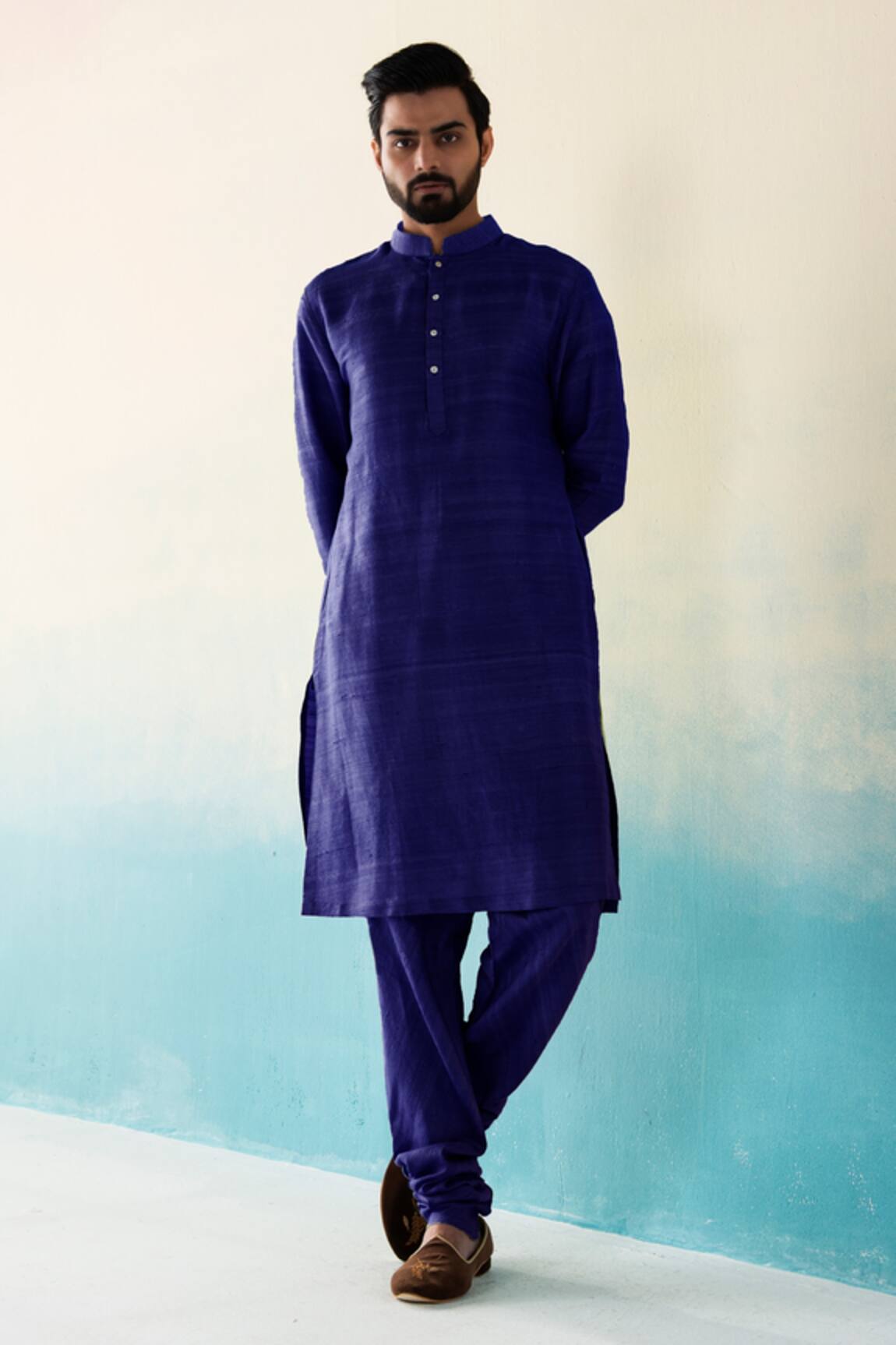 Weaver Story Raw Silk Plain Kurta Churidar Set 